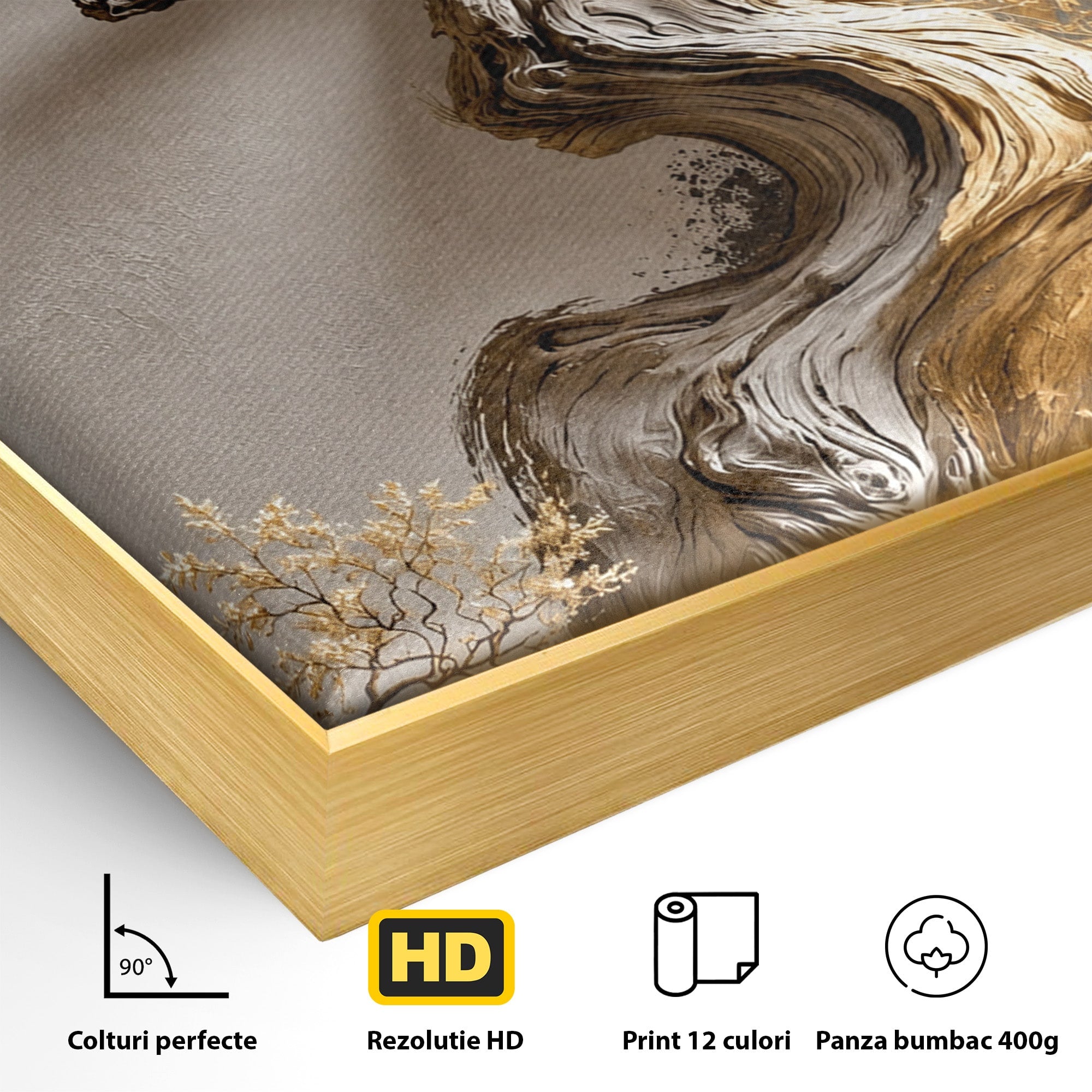 Tablou Canvas Premium LuxCanva® U1165, Arborele Aurit, Abstract, Arta, Arbore, Living, Eleganta, Culori Vibrante