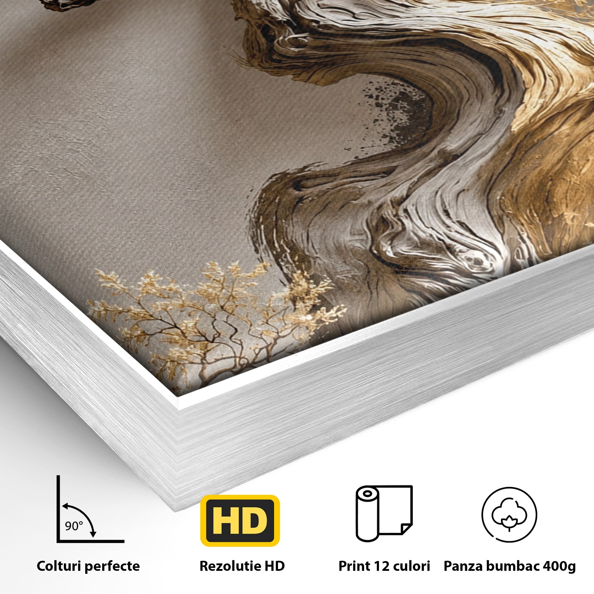 Tablou Canvas Premium LuxCanva® U1165, Arborele Aurit, Abstract, Arta, Arbore, Living, Eleganta, Culori Vibrante