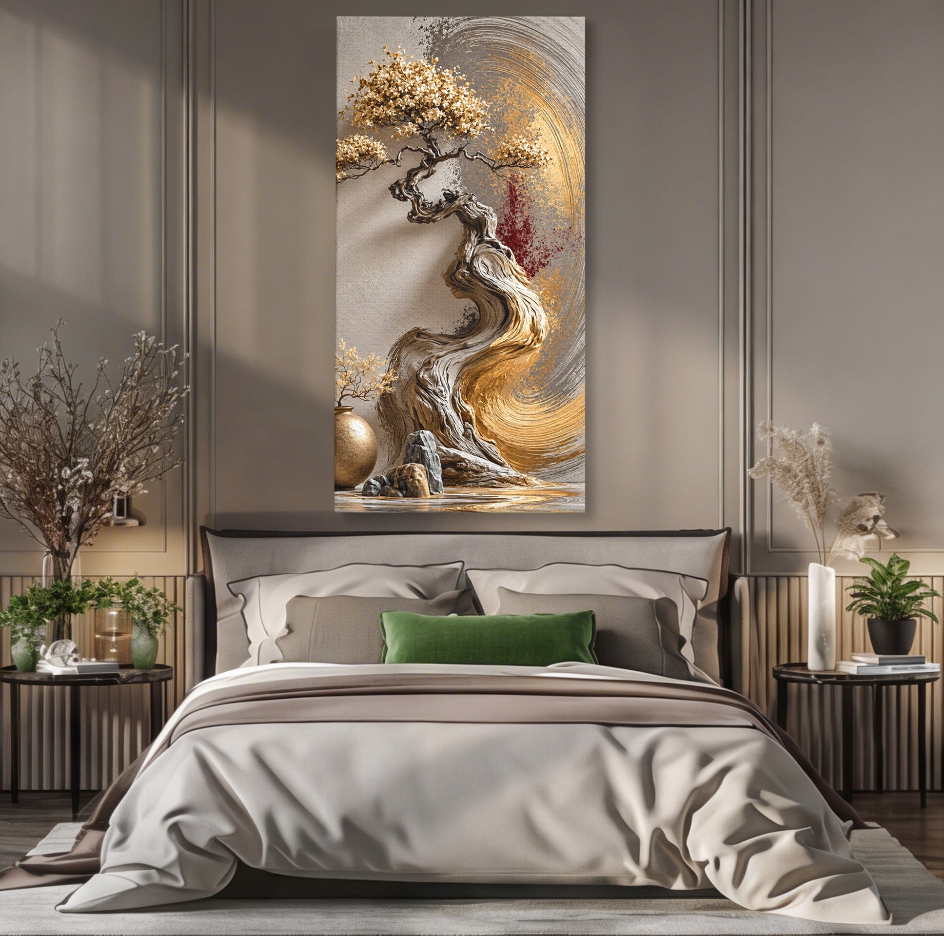 Tablou Canvas Premium LuxCanva® U1165, Arborele Aurit, Abstract, Arta, Arbore, Living, Eleganta, Culori Vibrante