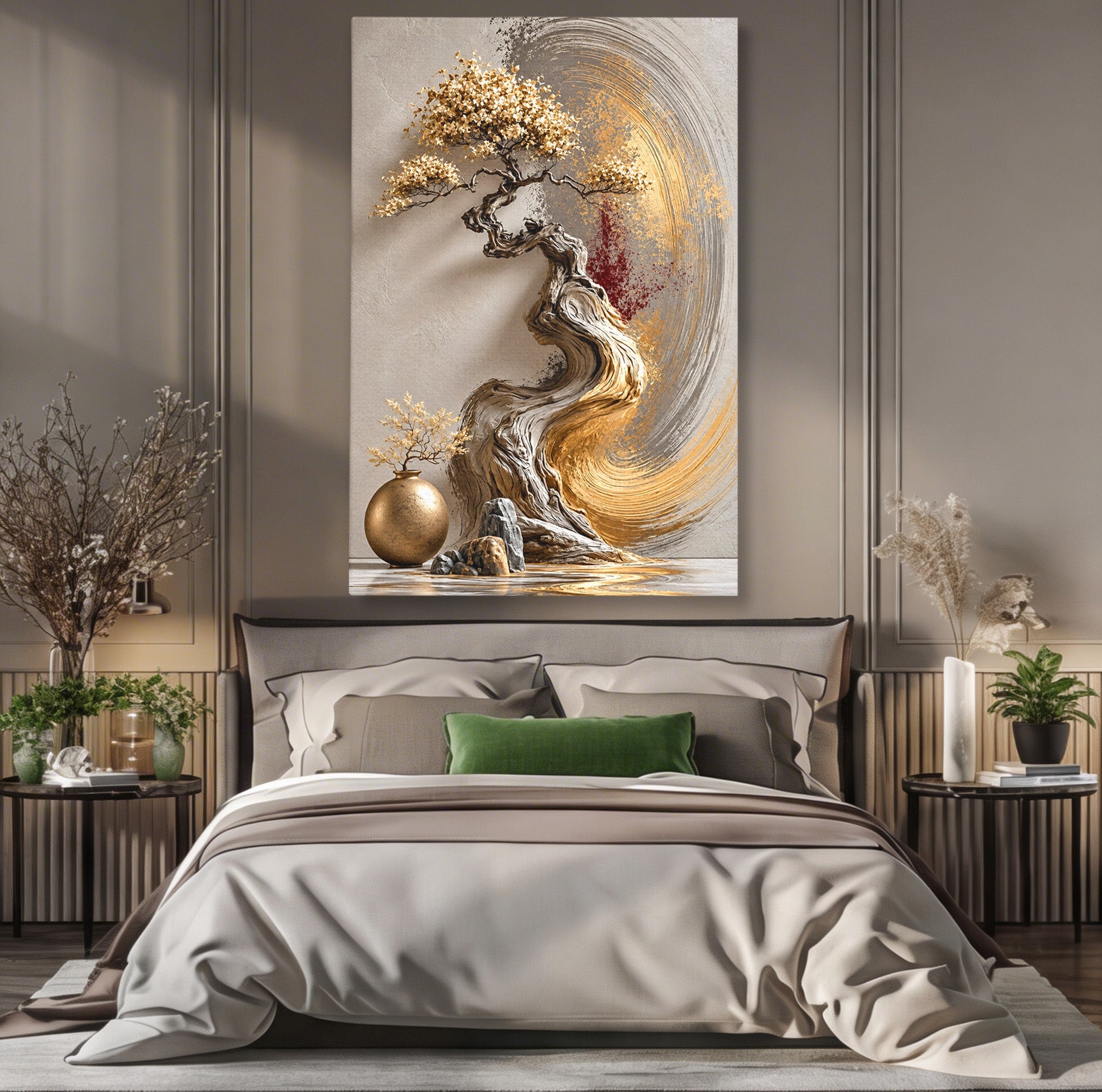 Tablou Canvas Premium LuxCanva® U1165, Arborele Aurit, Abstract, Arta, Arbore, Living, Eleganta, Culori Vibrante