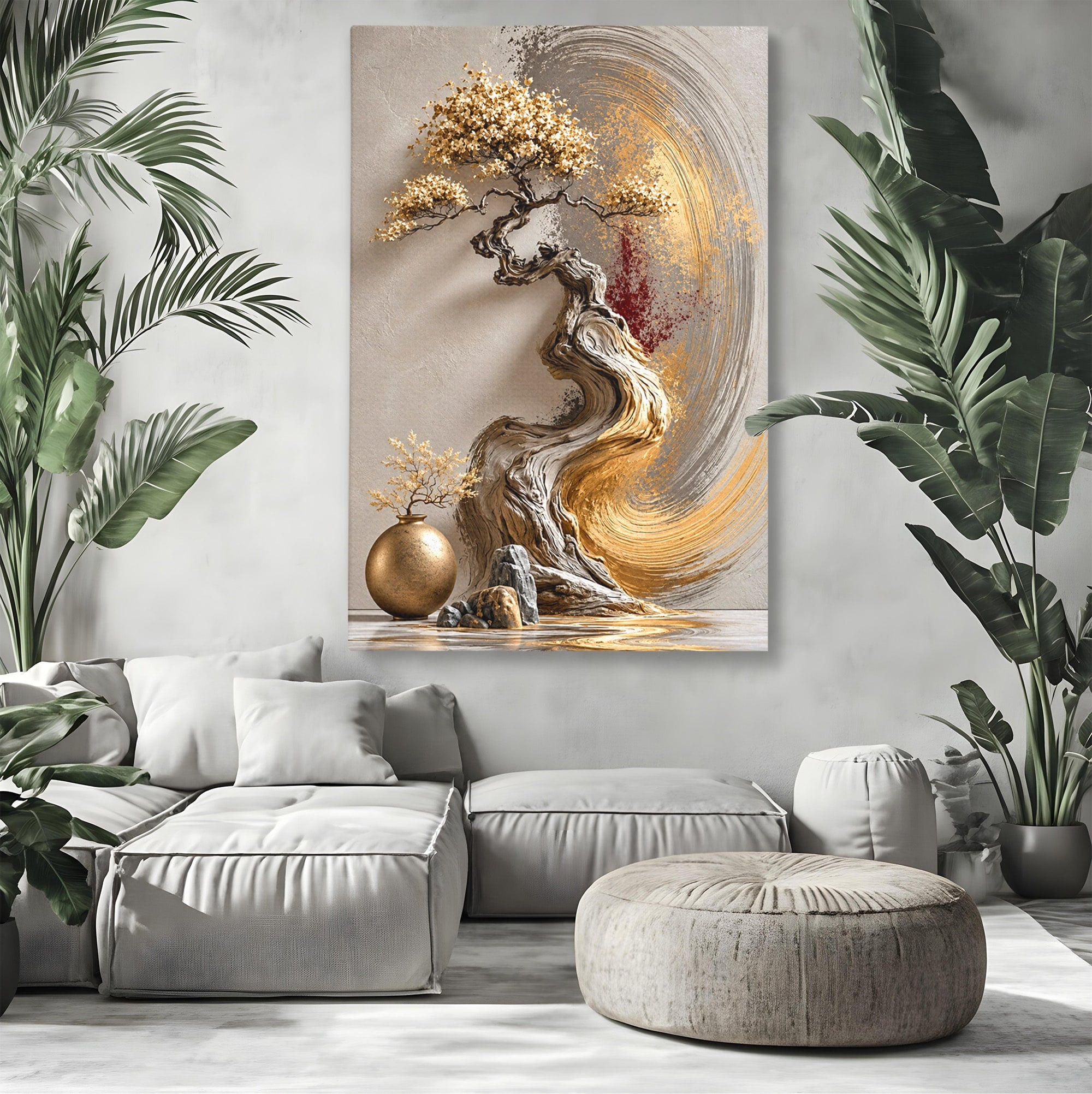 Tablou Canvas Premium LuxCanva® U1165, Arborele Aurit, Abstract, Arta, Arbore, Living, Eleganta, Culori Vibrante
