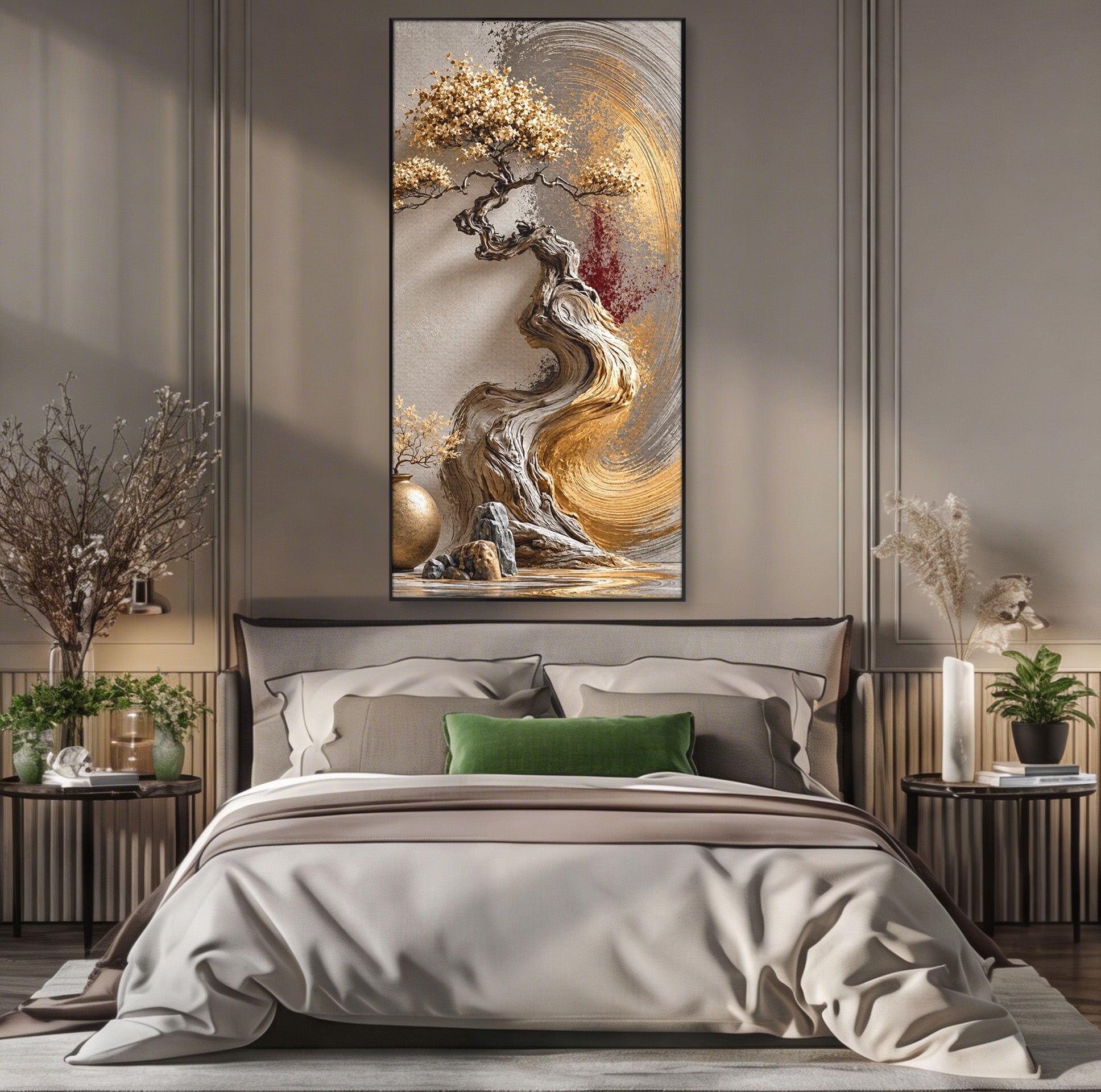 Tablou Canvas Premium LuxCanva® U1165, Arborele Aurit, Abstract, Arta, Arbore, Living, Eleganta, Culori Vibrante