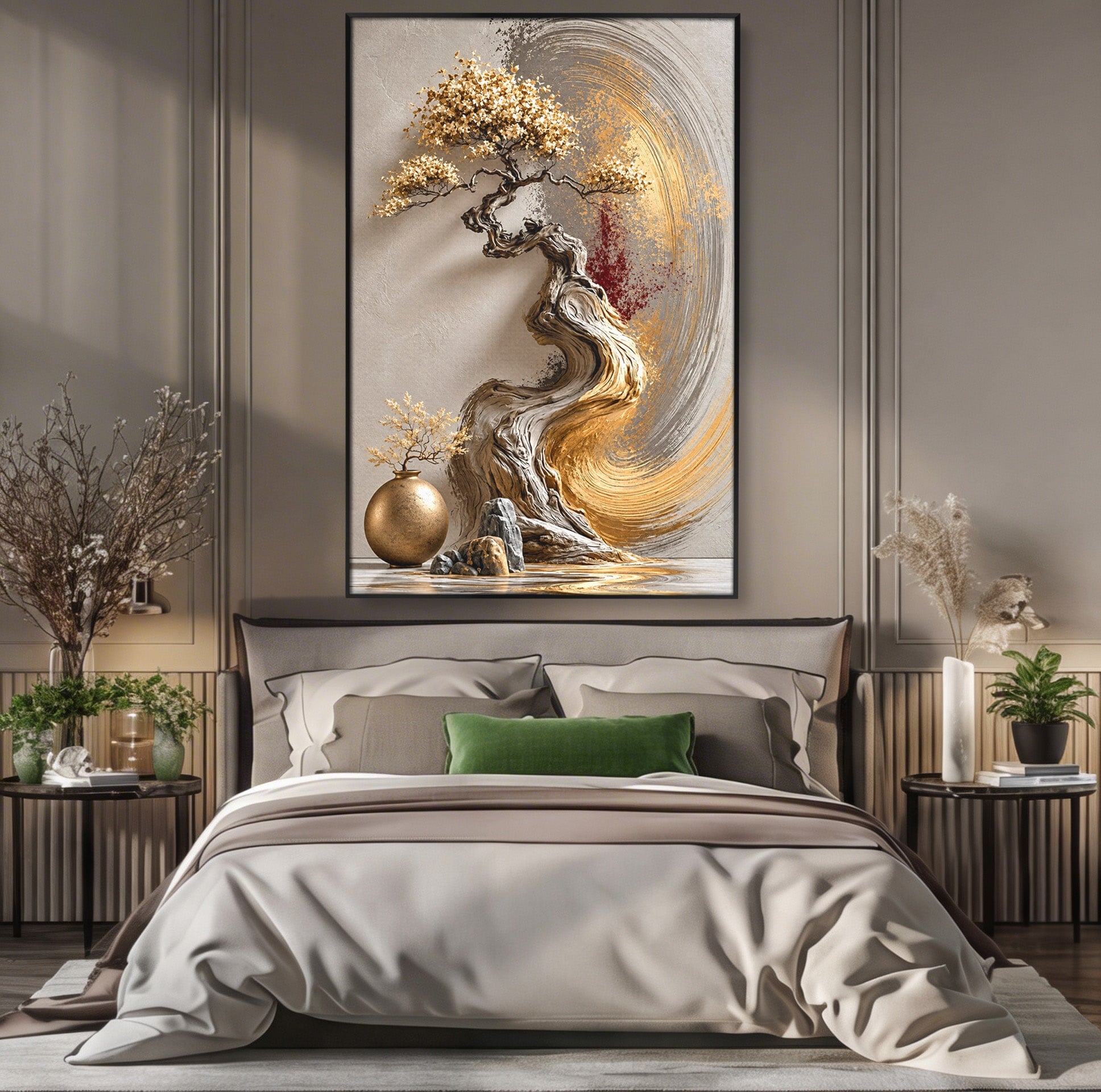Tablou Canvas Premium LuxCanva® U1165, Arborele Aurit, Abstract, Arta, Arbore, Living, Eleganta, Culori Vibrante