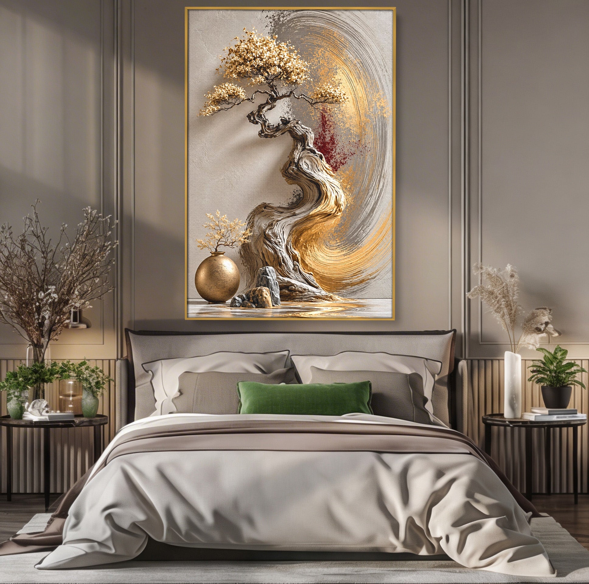 Tablou Canvas Premium LuxCanva® U1165, Arborele Aurit, Abstract, Arta, Arbore, Living, Eleganta, Culori Vibrante