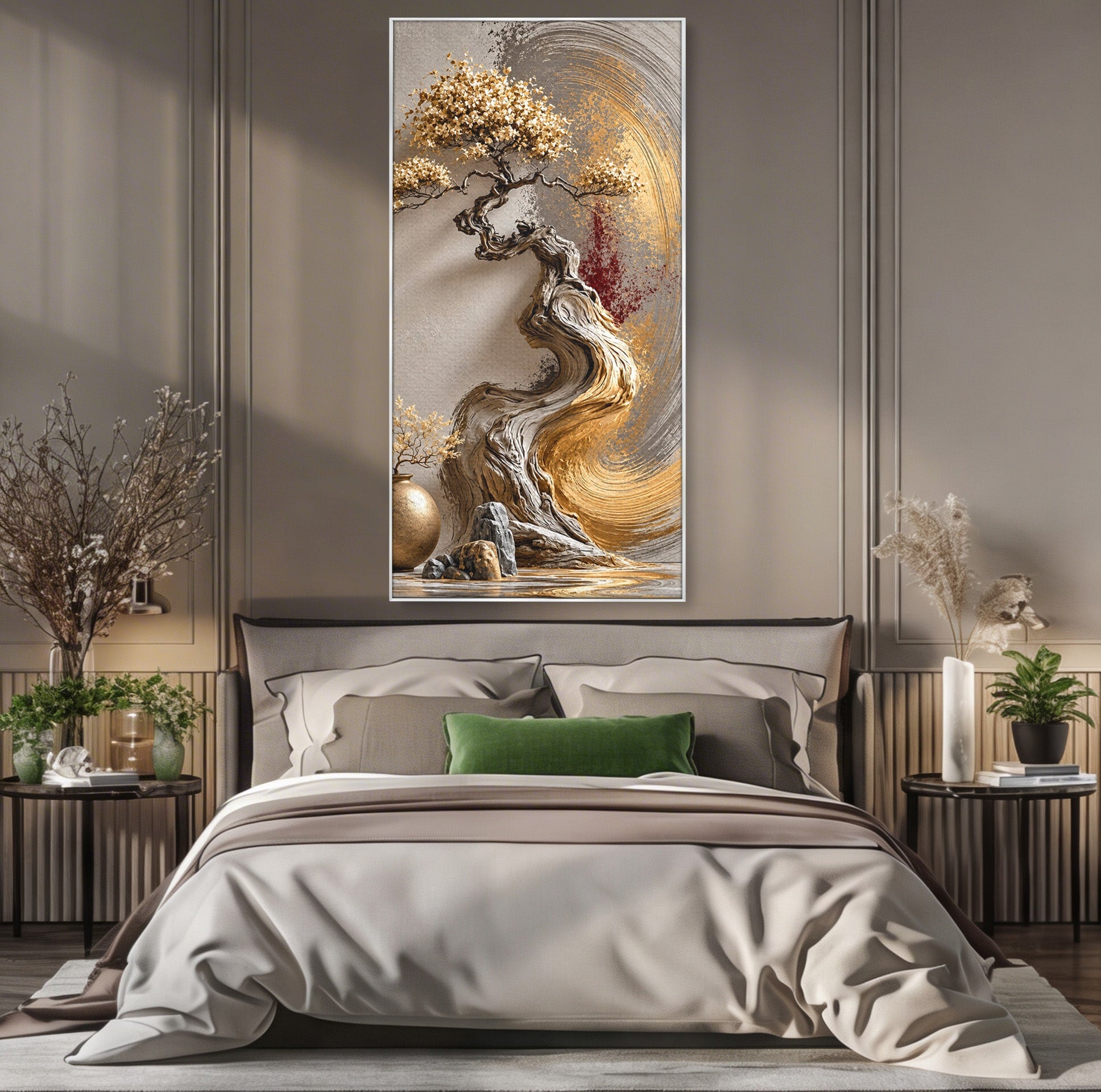 Tablou Canvas Premium LuxCanva® U1165, Arborele Aurit, Abstract, Arta, Arbore, Living, Eleganta, Culori Vibrante