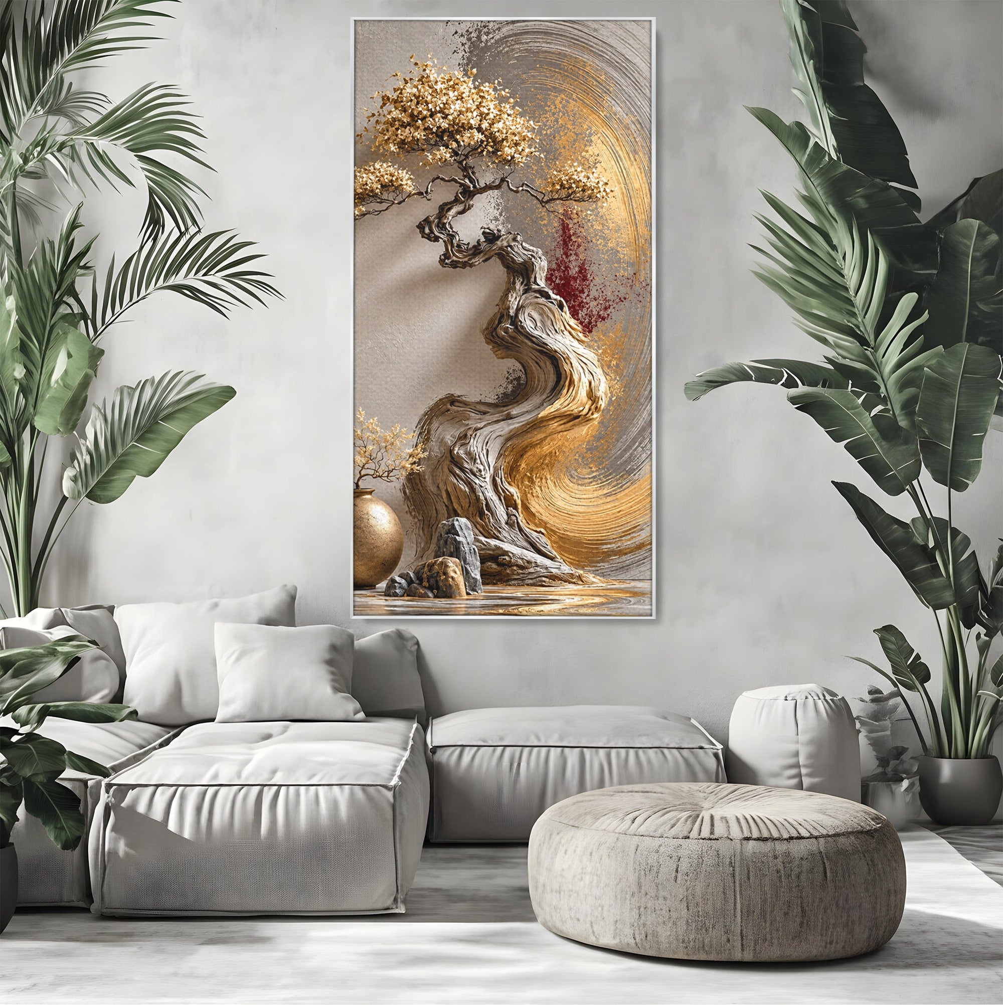 Tablou Canvas Premium LuxCanva® U1165, Arborele Aurit, Abstract, Arta, Arbore, Living, Eleganta, Culori Vibrante