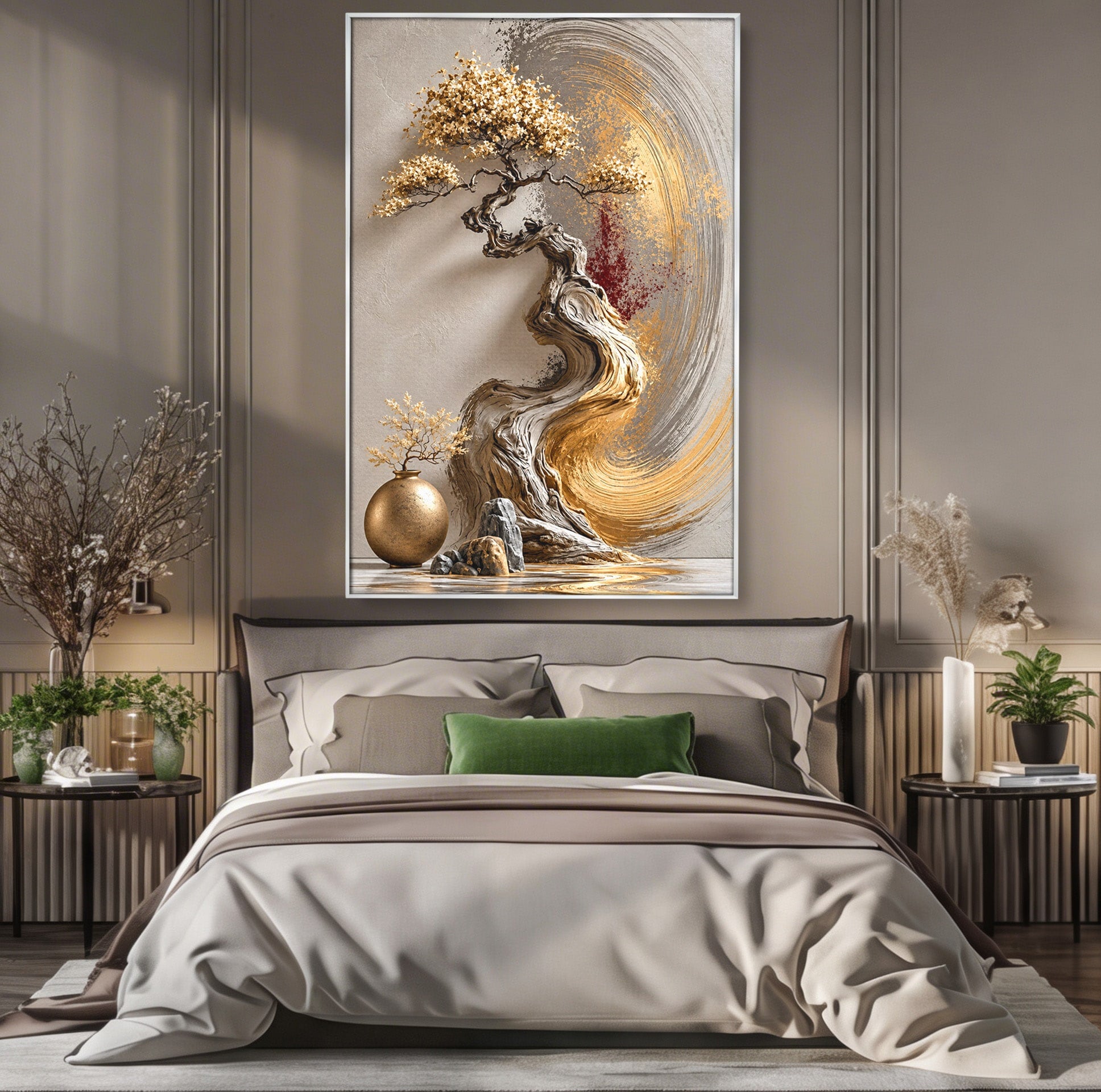 Tablou Canvas Premium LuxCanva® U1165, Arborele Aurit, Abstract, Arta, Arbore, Living, Eleganta, Culori Vibrante