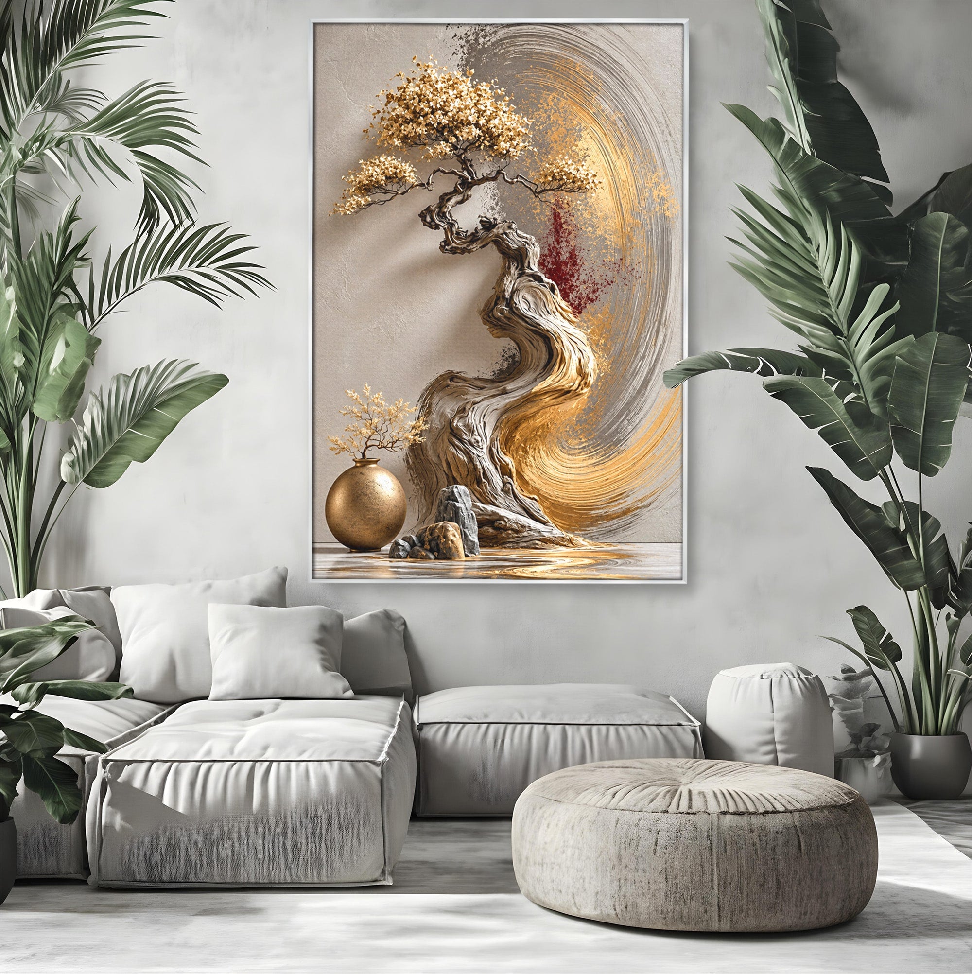 Tablou Canvas Premium LuxCanva® U1165, Arborele Aurit, Abstract, Arta, Arbore, Living, Eleganta, Culori Vibrante