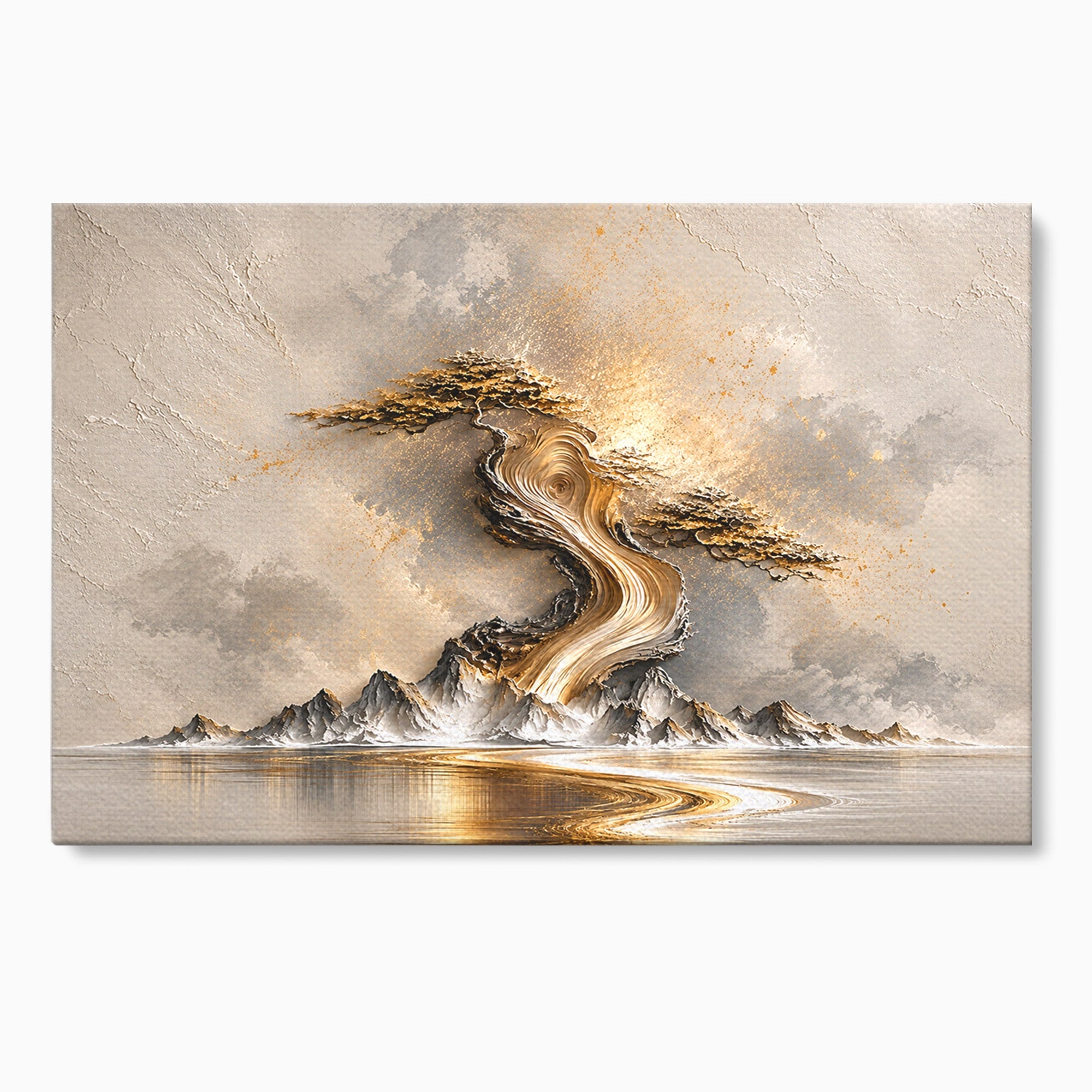 Tablou Canvas Premium LuxCanva® U1166, Arborele De Aur, Copac, Peisaj, Natura, Abstract, Living, Culori Vibrante