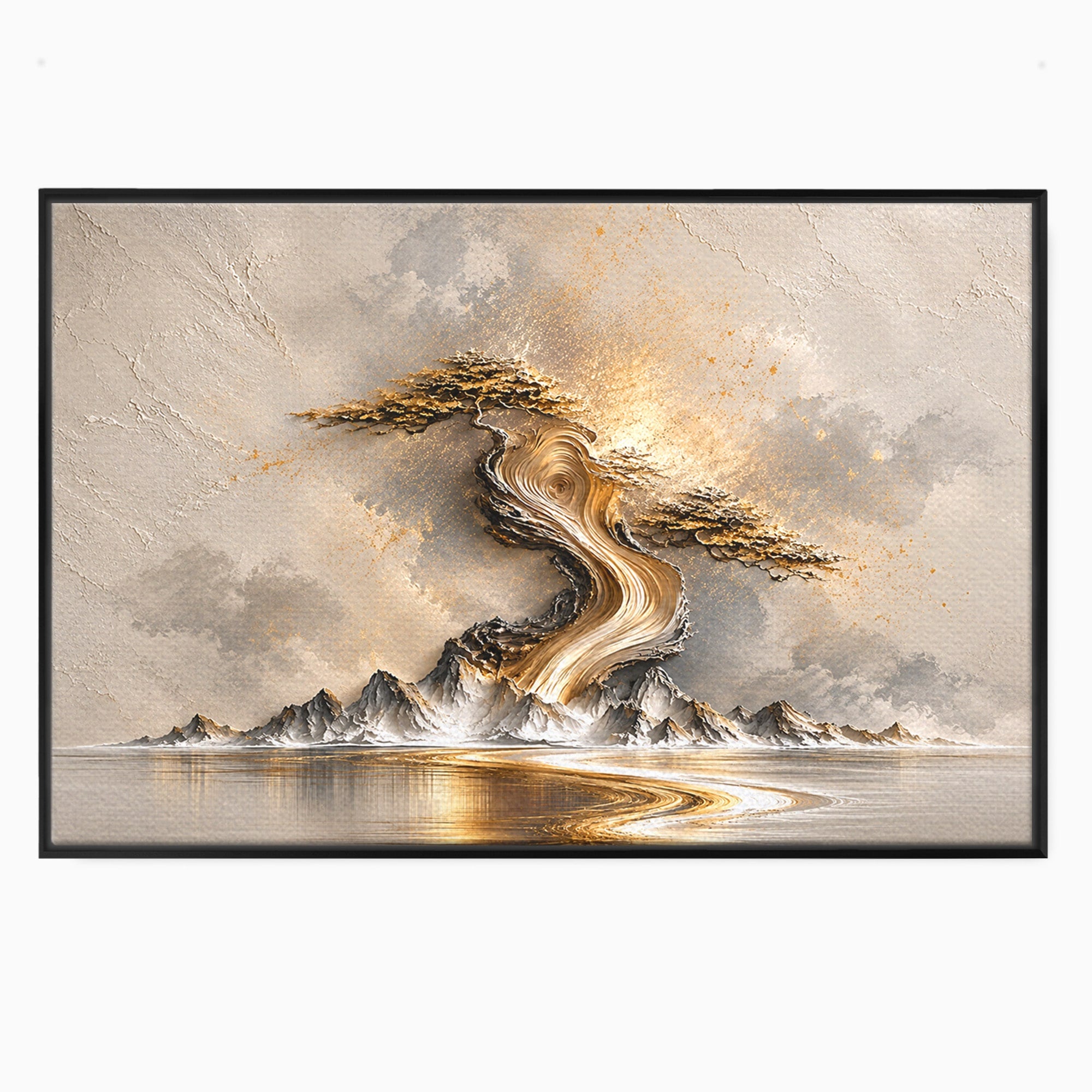 Tablou Canvas Premium LuxCanva® U1166, Arborele De Aur, Copac, Peisaj, Natura, Abstract, Living, Culori Vibrante