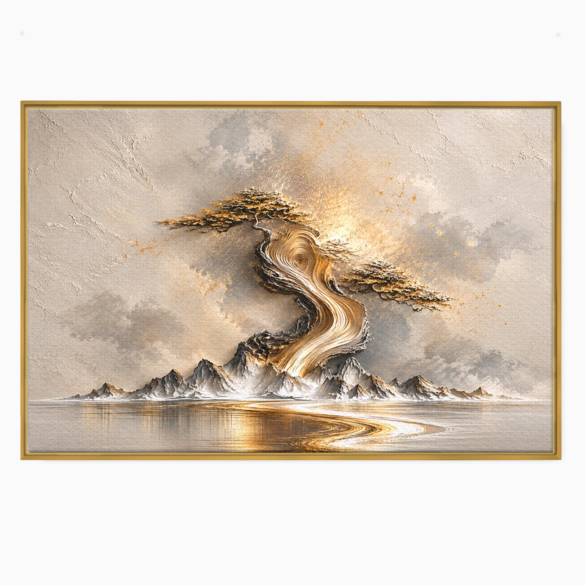 Tablou Canvas Premium LuxCanva® U1166, Arborele De Aur, Copac, Peisaj, Natura, Abstract, Living, Culori Vibrante