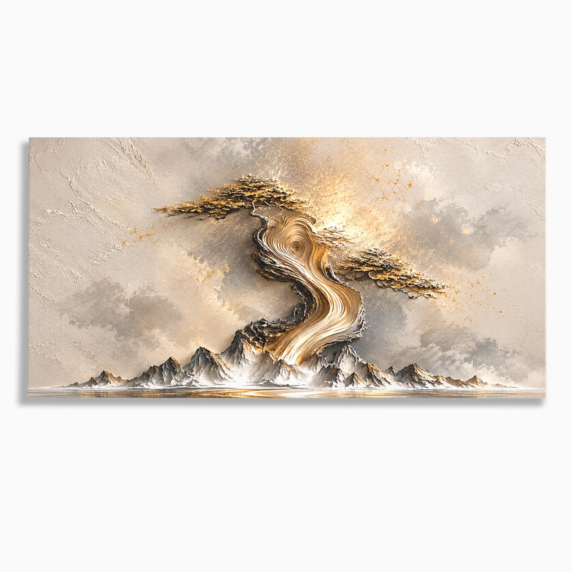 Tablou Canvas Premium LuxCanva® U1166, Arborele De Aur, Copac, Peisaj, Natura, Abstract, Living, Culori Vibrante