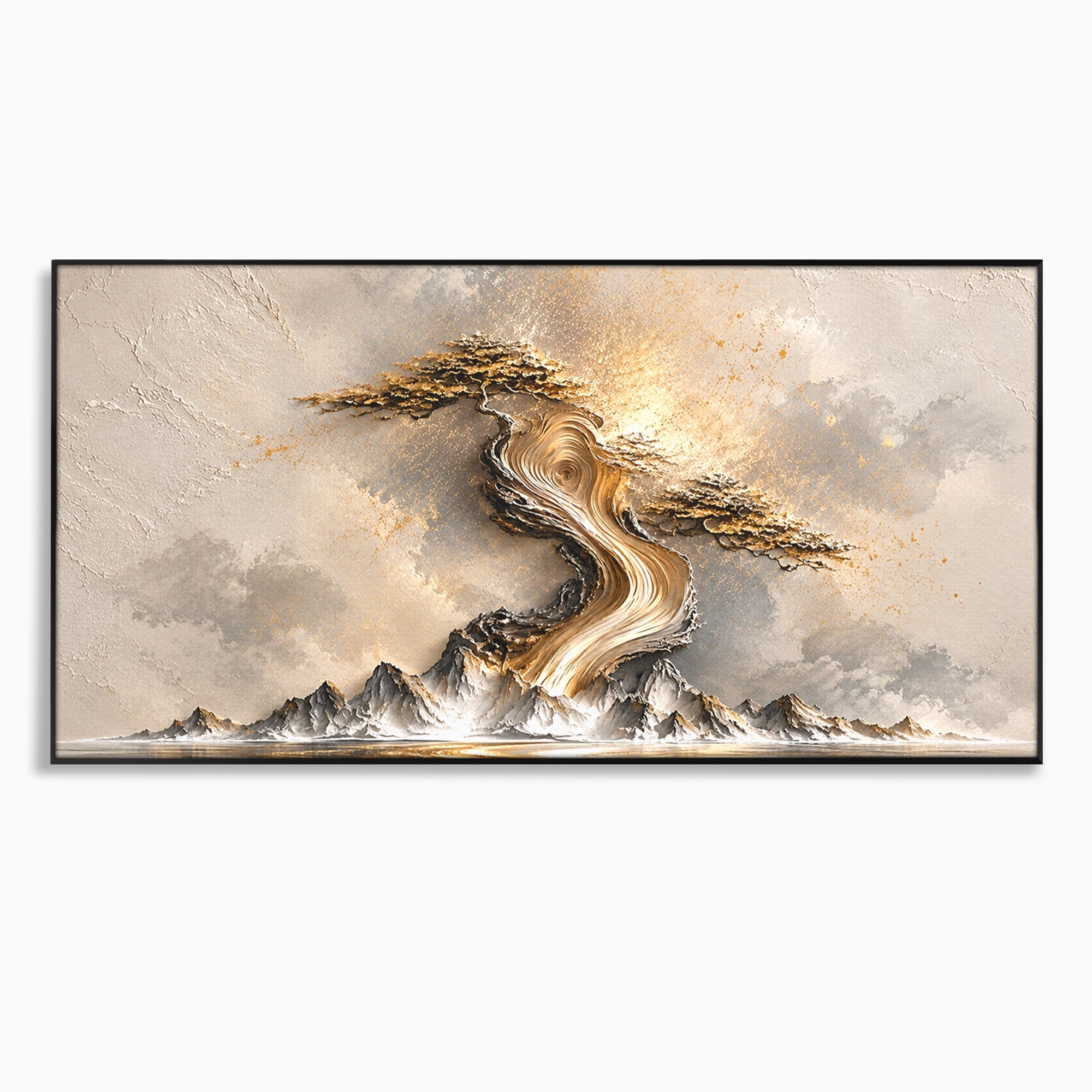 Tablou Canvas Premium LuxCanva® U1166, Arborele De Aur, Copac, Peisaj, Natura, Abstract, Living, Culori Vibrante