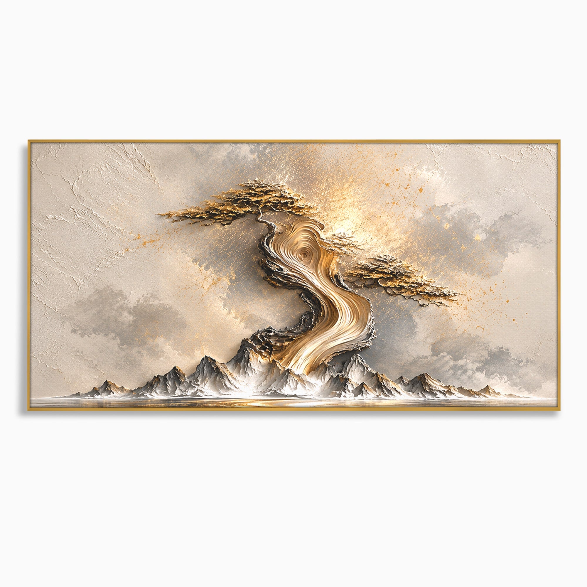 Tablou Canvas Premium LuxCanva® U1166, Arborele De Aur, Copac, Peisaj, Natura, Abstract, Living, Culori Vibrante