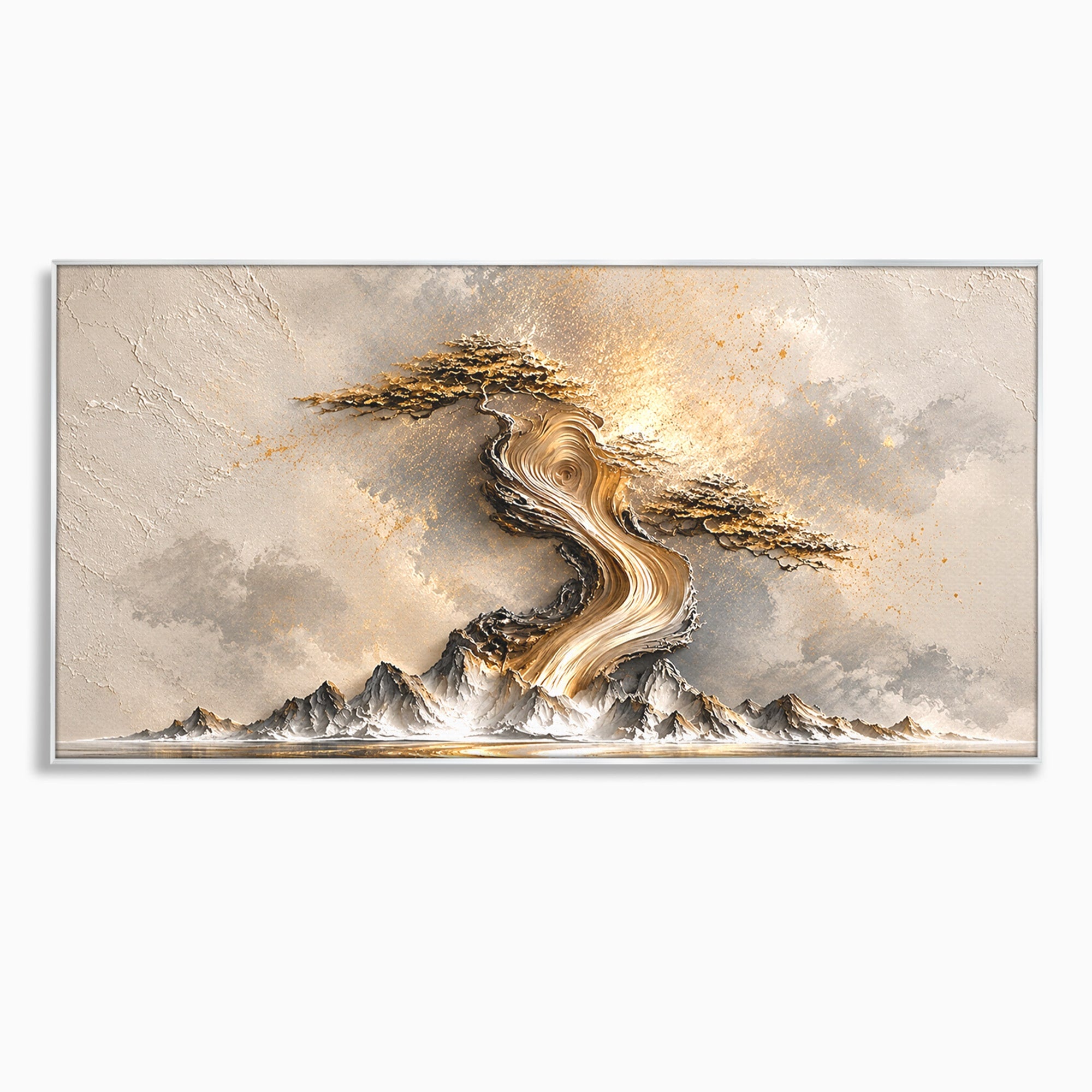 Tablou Canvas Premium LuxCanva® U1166, Arborele De Aur, Copac, Peisaj, Natura, Abstract, Living, Culori Vibrante