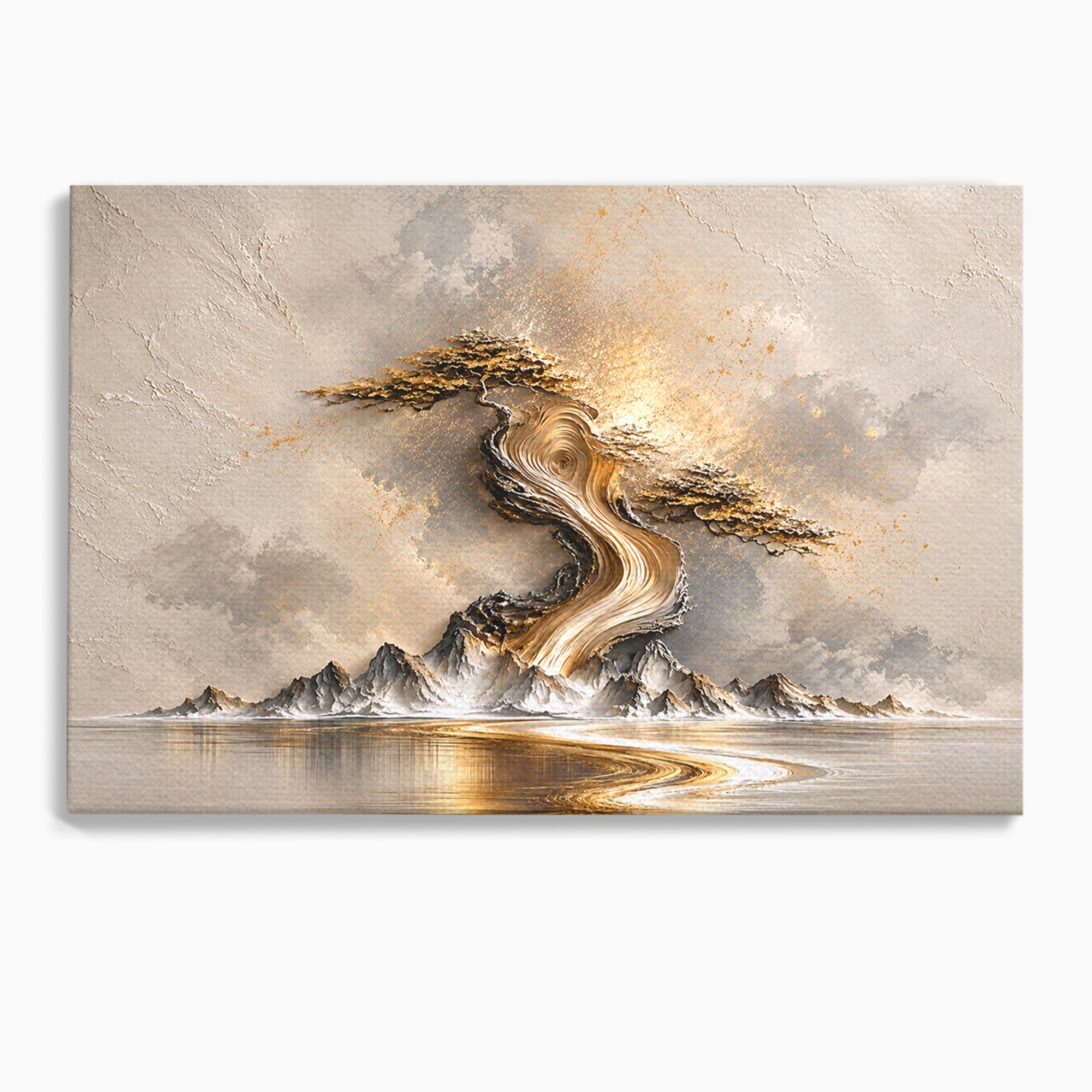 Tablou Canvas Premium LuxCanva® U1166, Arborele De Aur, Copac, Peisaj, Natura, Abstract, Living, Culori Vibrante