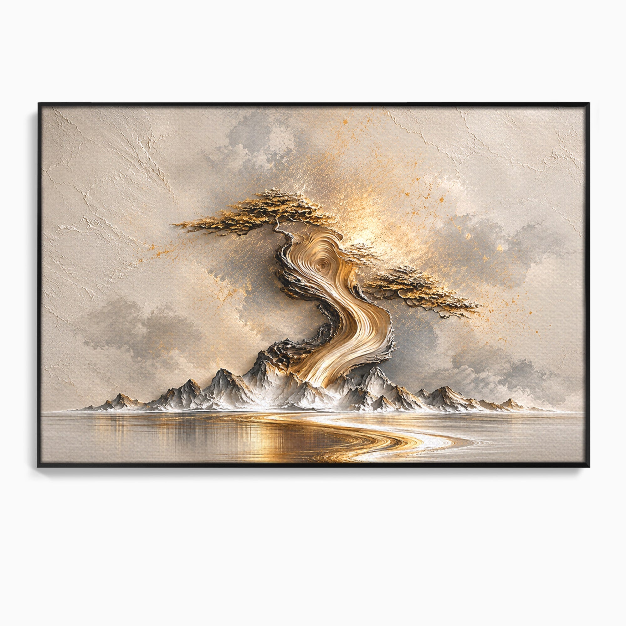 Tablou Canvas Premium LuxCanva® U1166, Arborele De Aur, Copac, Peisaj, Natura, Abstract, Living, Culori Vibrante