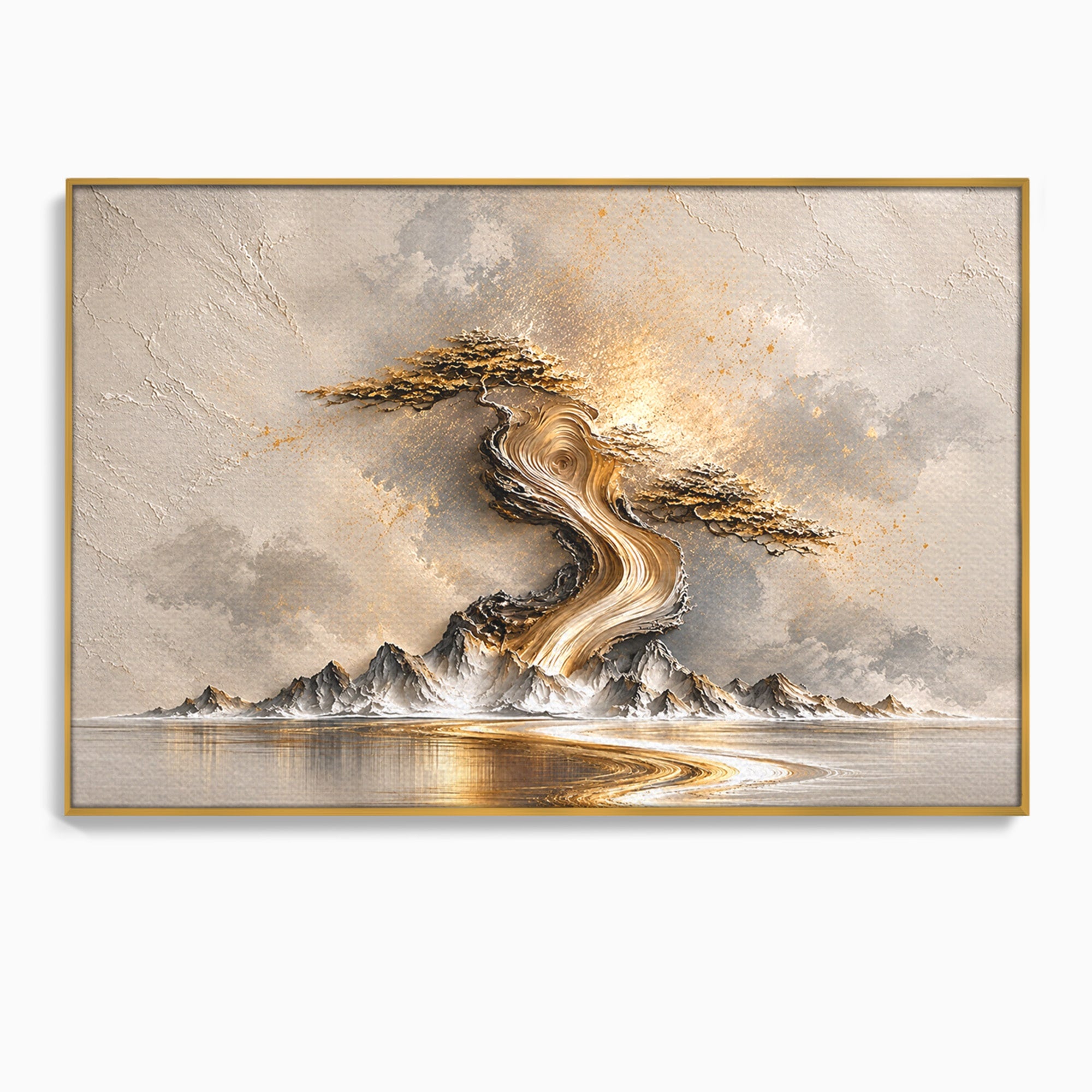Tablou Canvas Premium LuxCanva® U1166, Arborele De Aur, Copac, Peisaj, Natura, Abstract, Living, Culori Vibrante