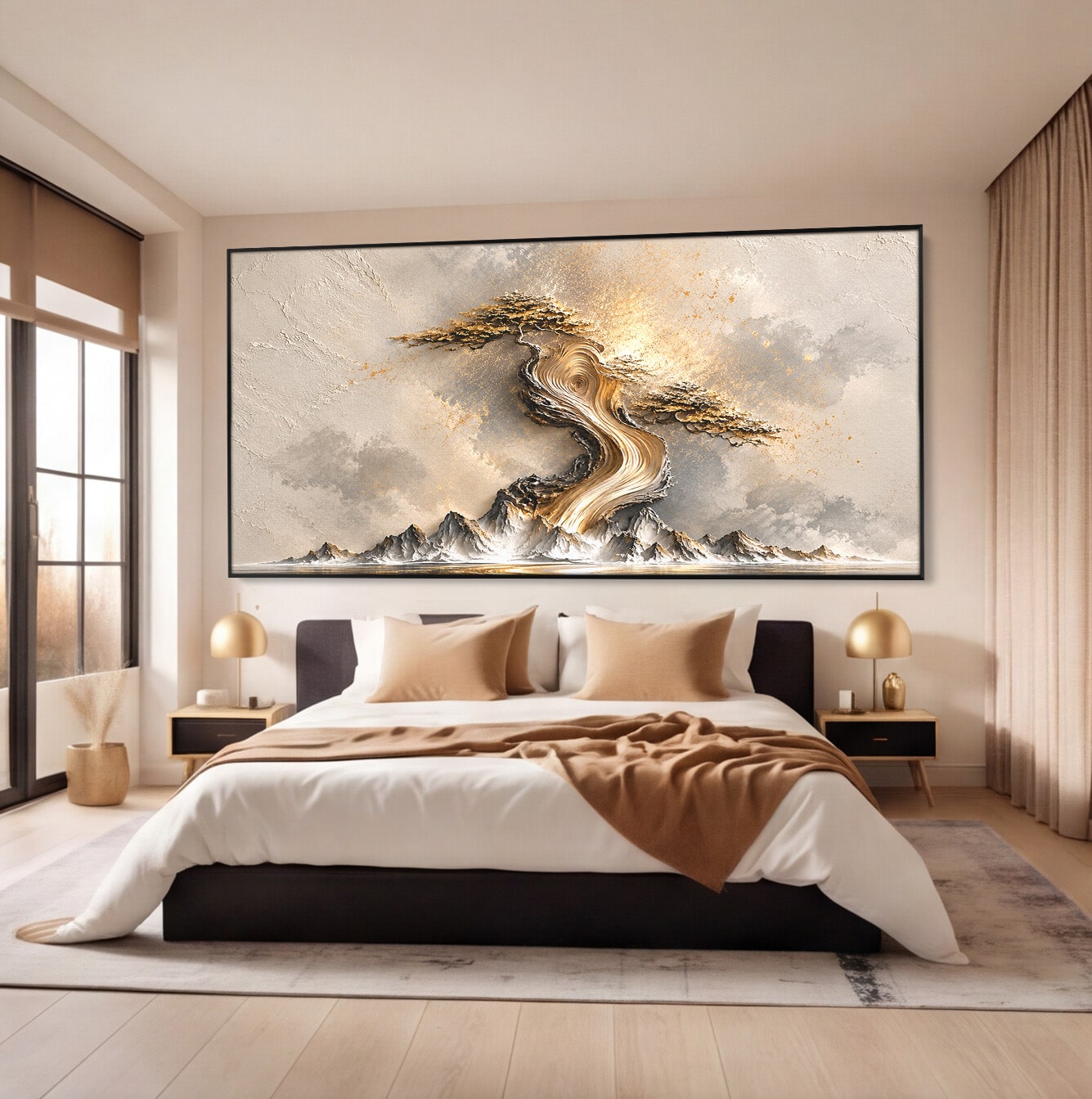 Tablou Canvas Premium LuxCanva® U1166, Arborele De Aur, Copac, Peisaj, Natura, Abstract, Living, Culori Vibrante