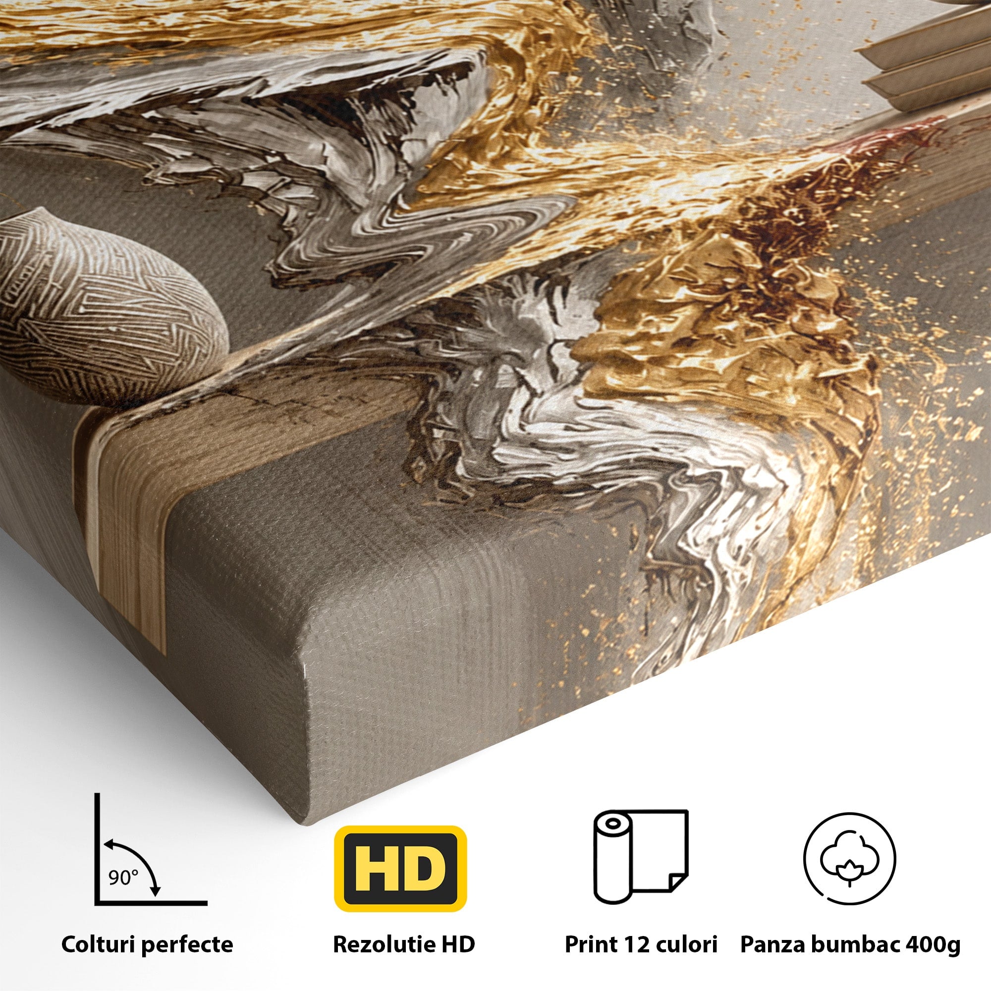 Tablou Canvas Premium LuxCanva® U1167, Armonie Florala Abstracta, Flori, Vaza, Living, Arta Contemporana, Abstract, Culori Vibrante