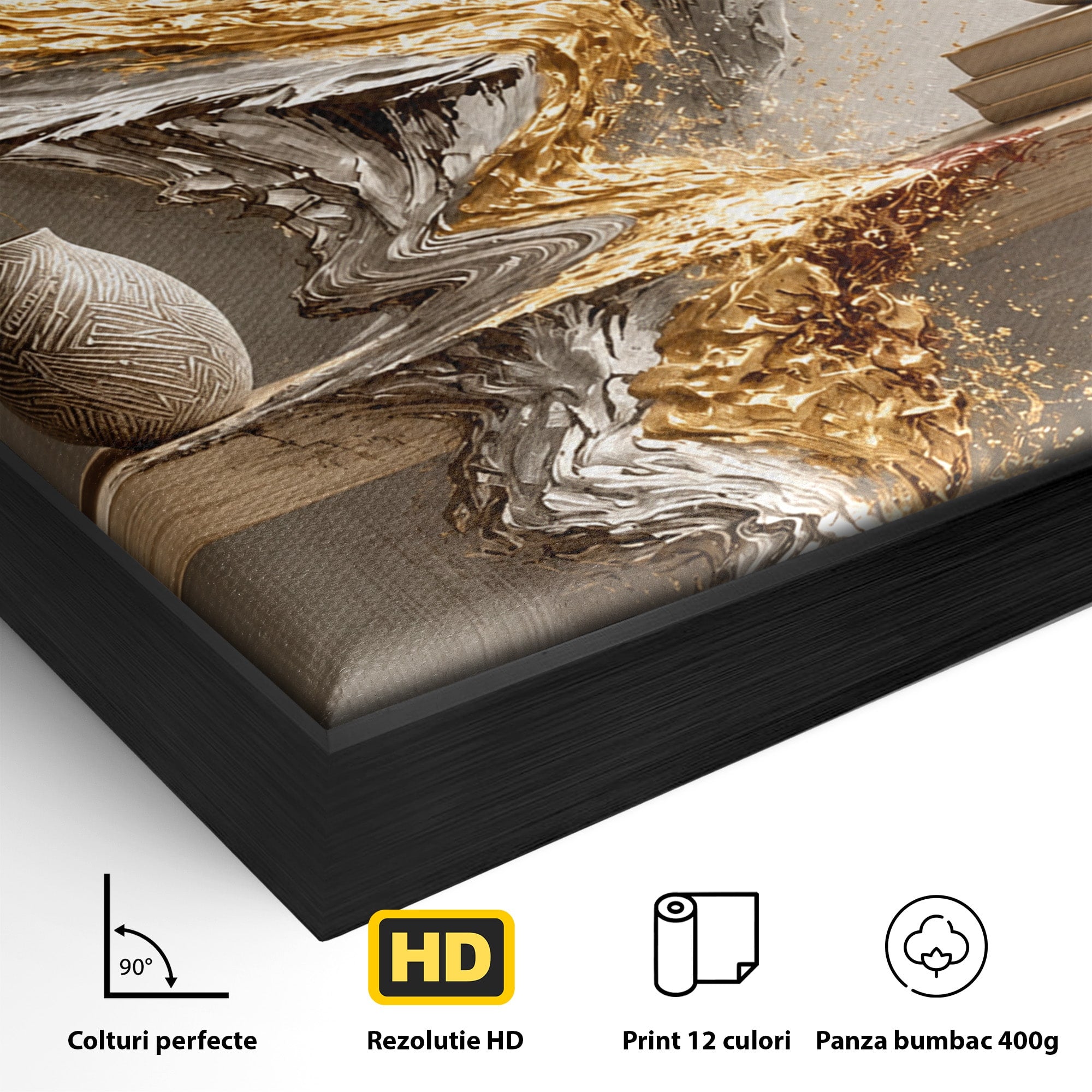 Tablou Canvas Premium LuxCanva® U1167, Armonie Florala Abstracta, Flori, Vaza, Living, Arta Contemporana, Abstract, Culori Vibrante