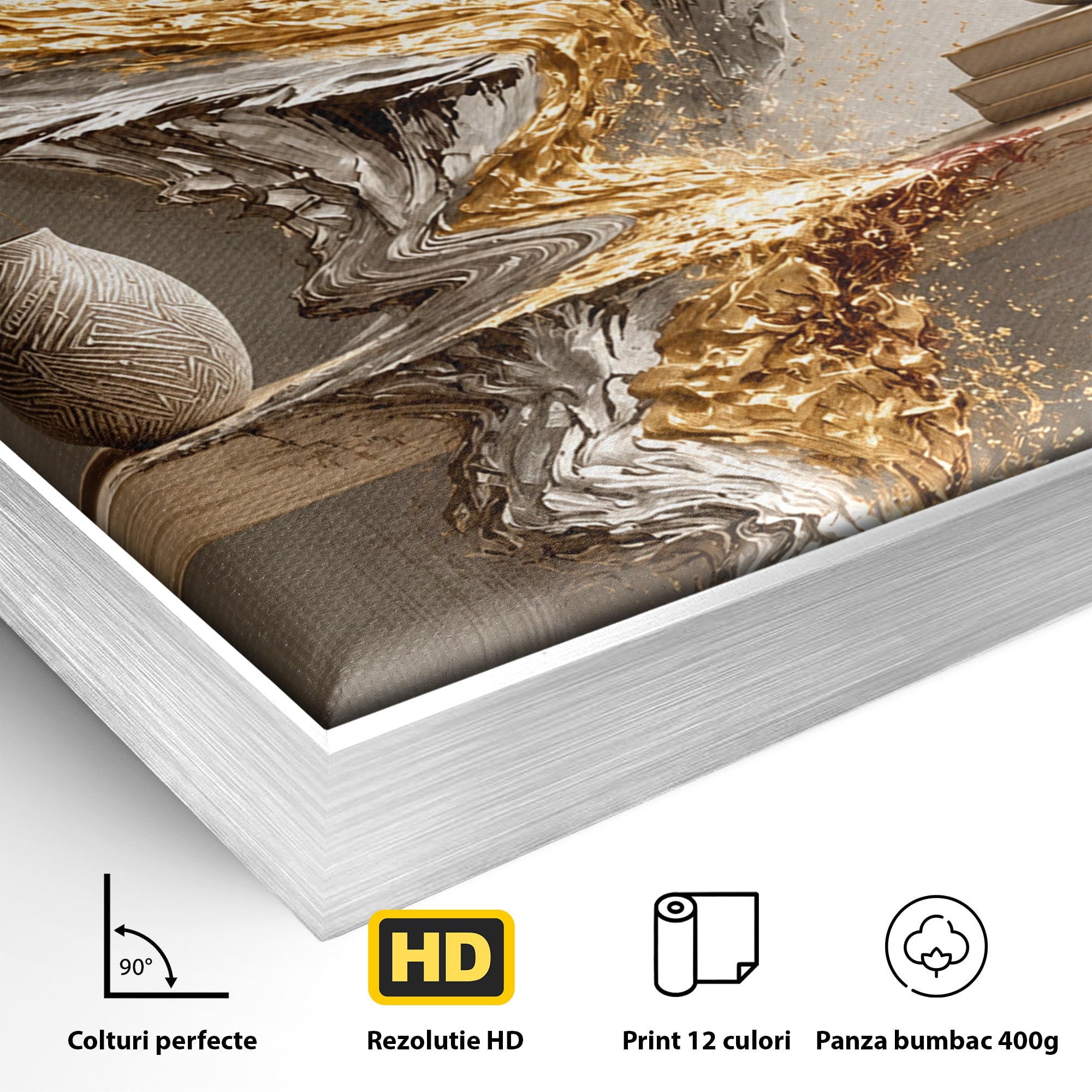 Tablou Canvas Premium LuxCanva® U1167, Armonie Florala Abstracta, Flori, Vaza, Living, Arta Contemporana, Abstract, Culori Vibrante