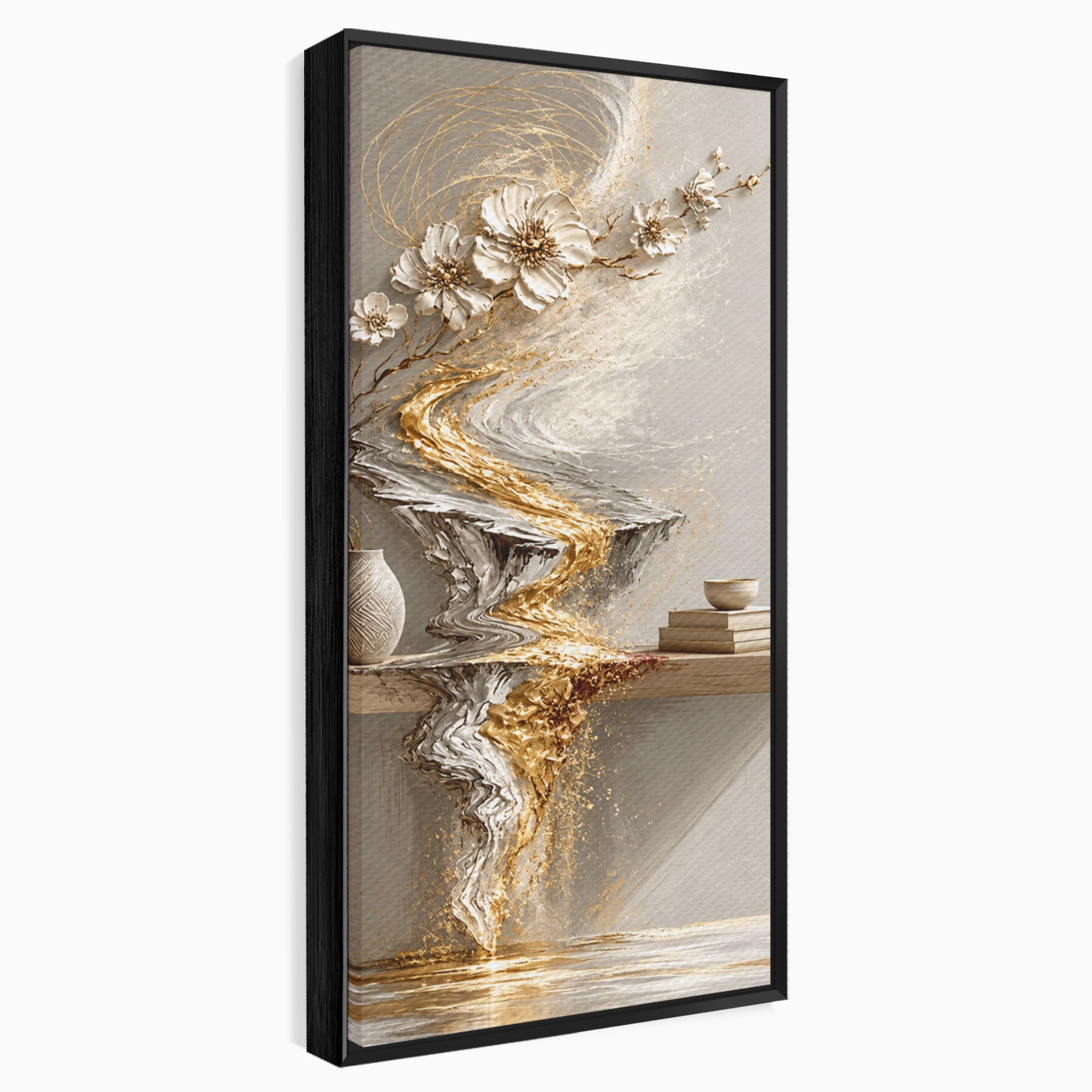 Tablou Canvas Premium LuxCanva® U1167, Armonie Florala Abstracta, Flori, Vaza, Living, Arta Contemporana, Abstract, Culori Vibrante