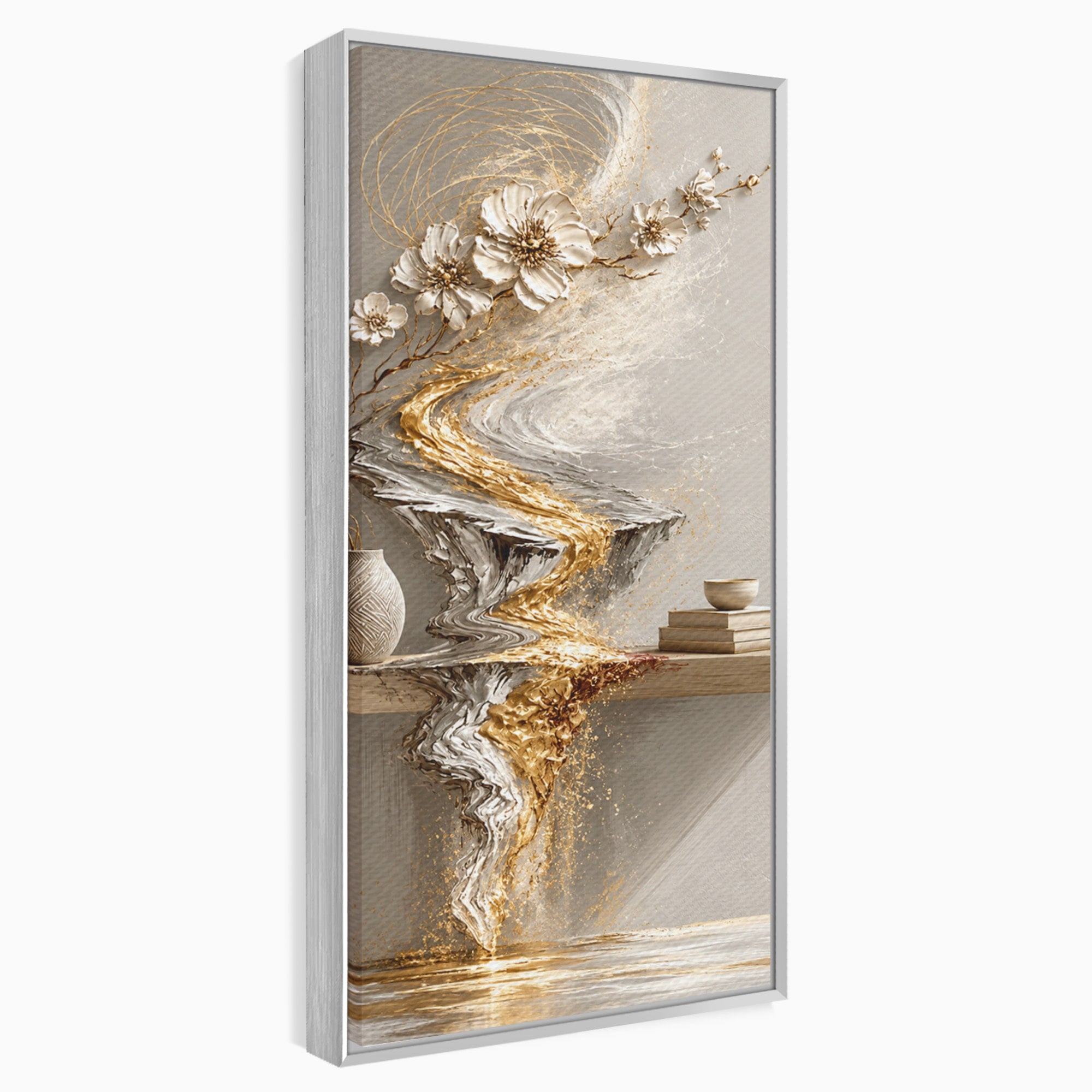 Tablou Canvas Premium LuxCanva® U1167, Armonie Florala Abstracta, Flori, Vaza, Living, Arta Contemporana, Abstract, Culori Vibrante