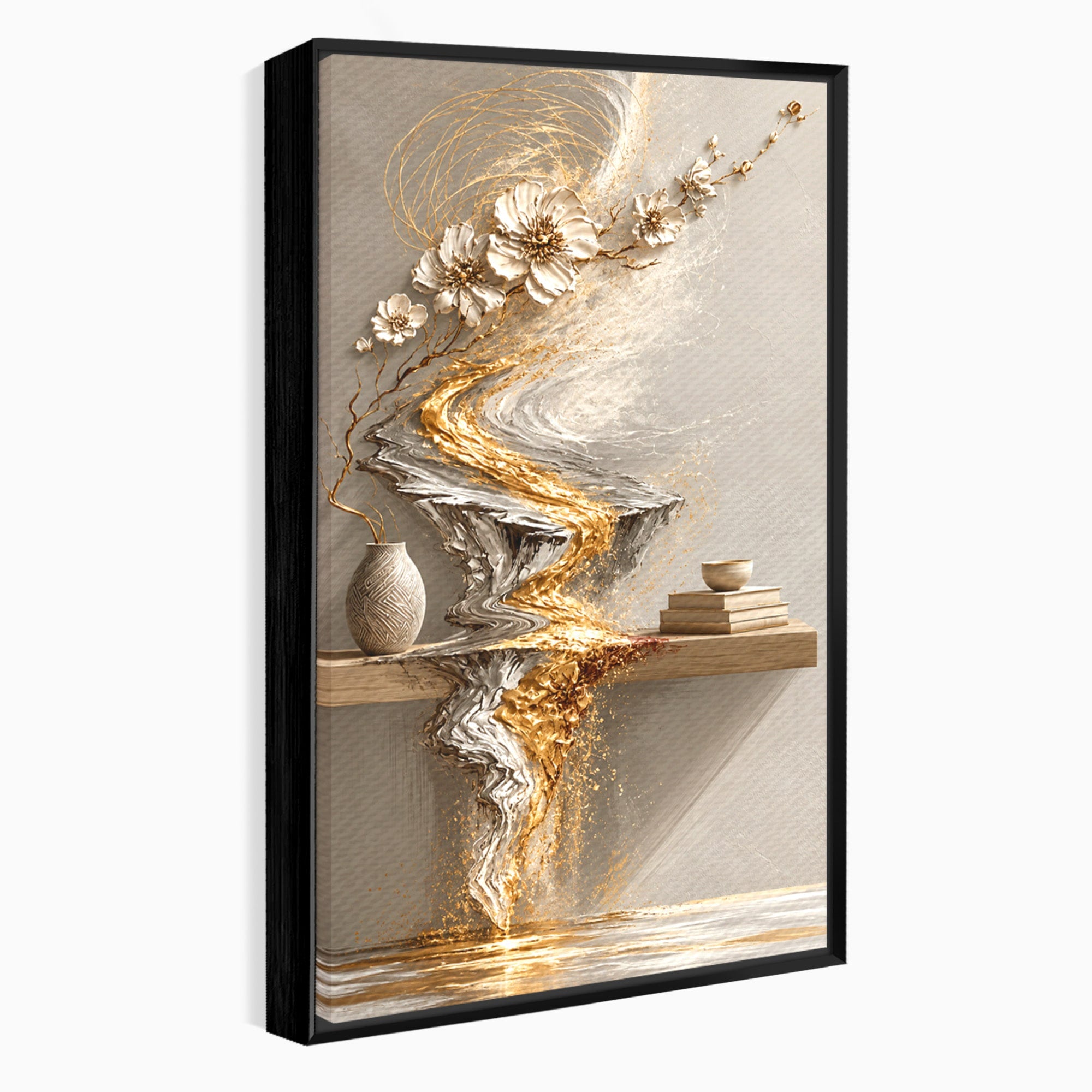 Tablou Canvas Premium LuxCanva® U1167, Armonie Florala Abstracta, Flori, Vaza, Living, Arta Contemporana, Abstract, Culori Vibrante