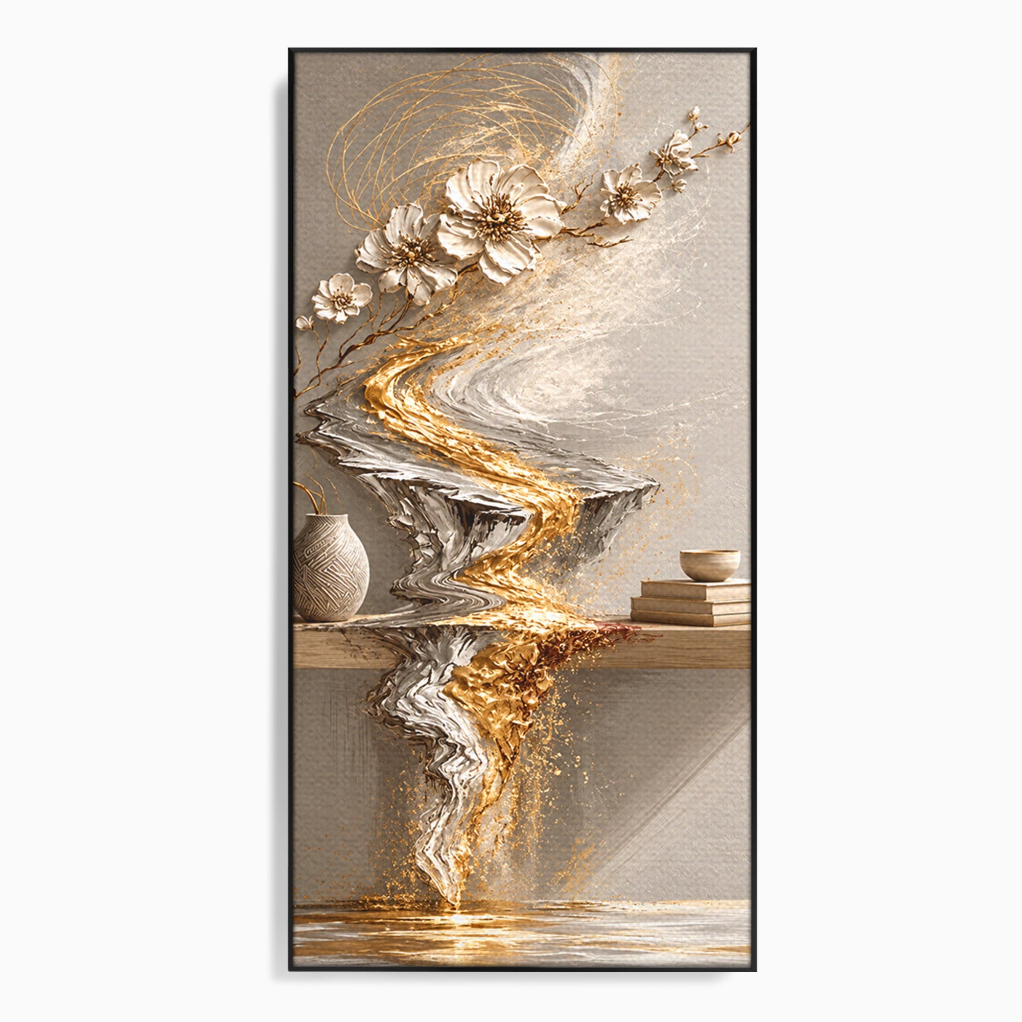 Tablou Canvas Premium LuxCanva® U1167, Armonie Florala Abstracta, Flori, Vaza, Living, Arta Contemporana, Abstract, Culori Vibrante