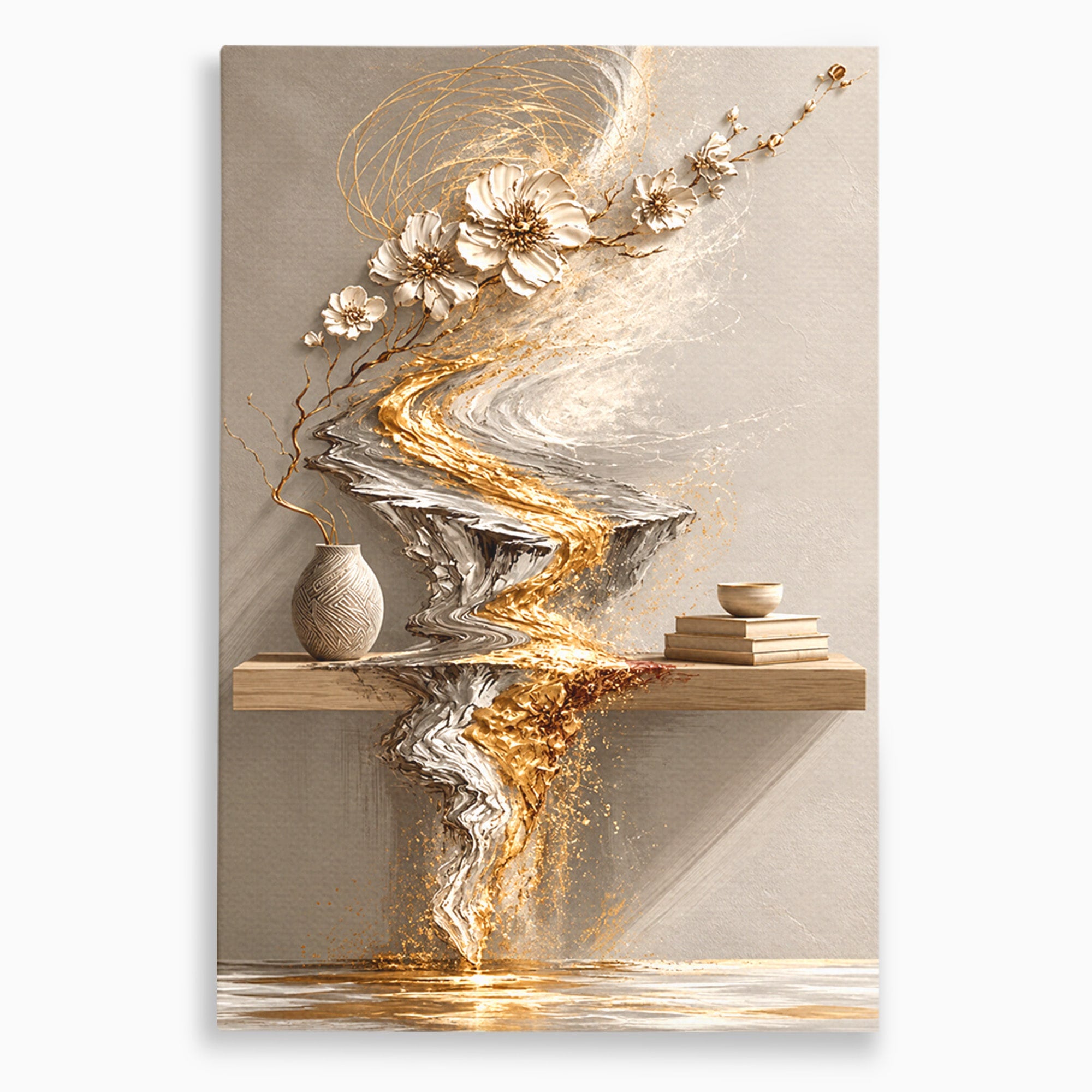 Tablou Canvas Premium LuxCanva® U1167, Armonie Florala Abstracta, Flori, Vaza, Living, Arta Contemporana, Abstract, Culori Vibrante