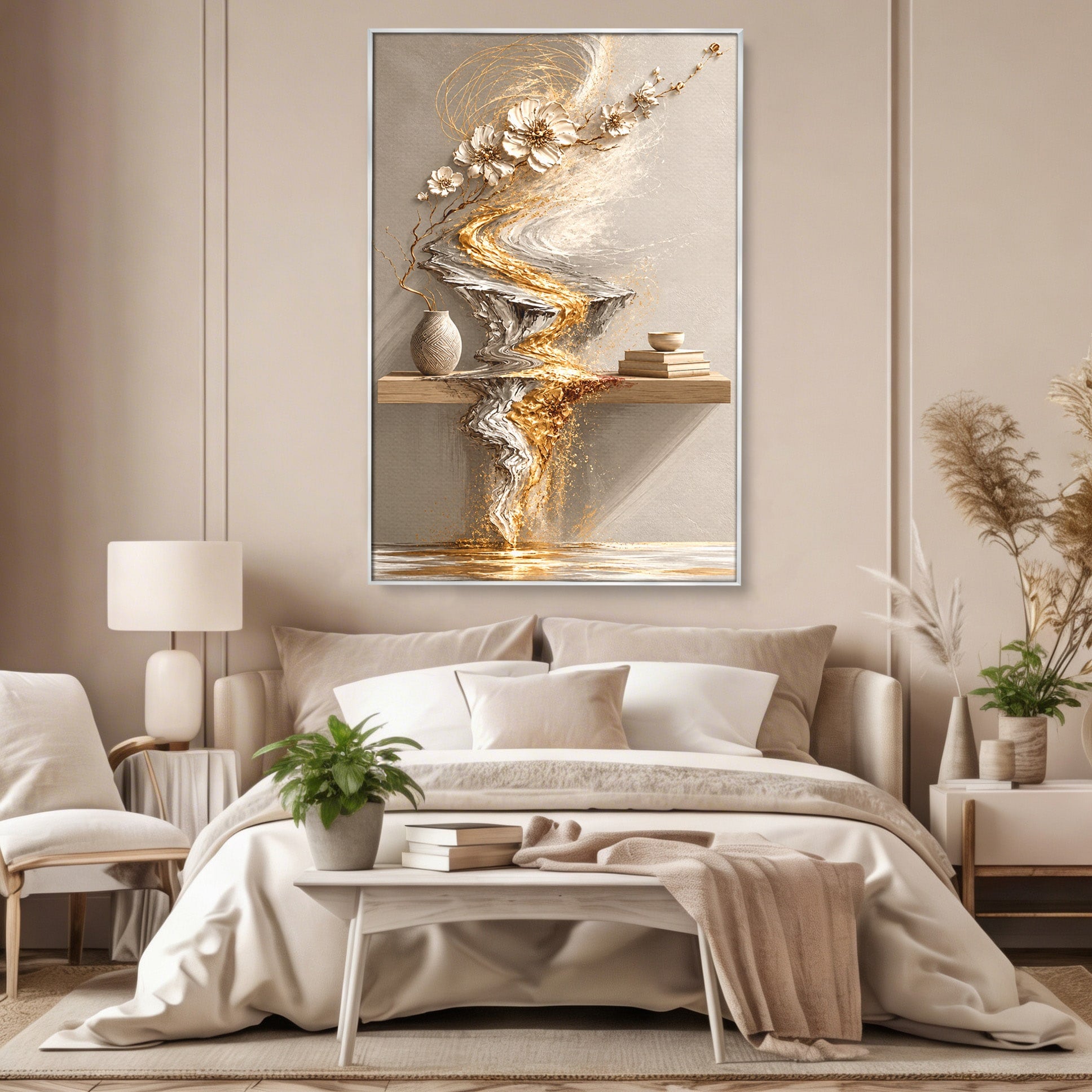 Tablou Canvas Premium LuxCanva® U1167, Armonie Florala Abstracta, Flori, Vaza, Living, Arta Contemporana, Abstract, Culori Vibrante