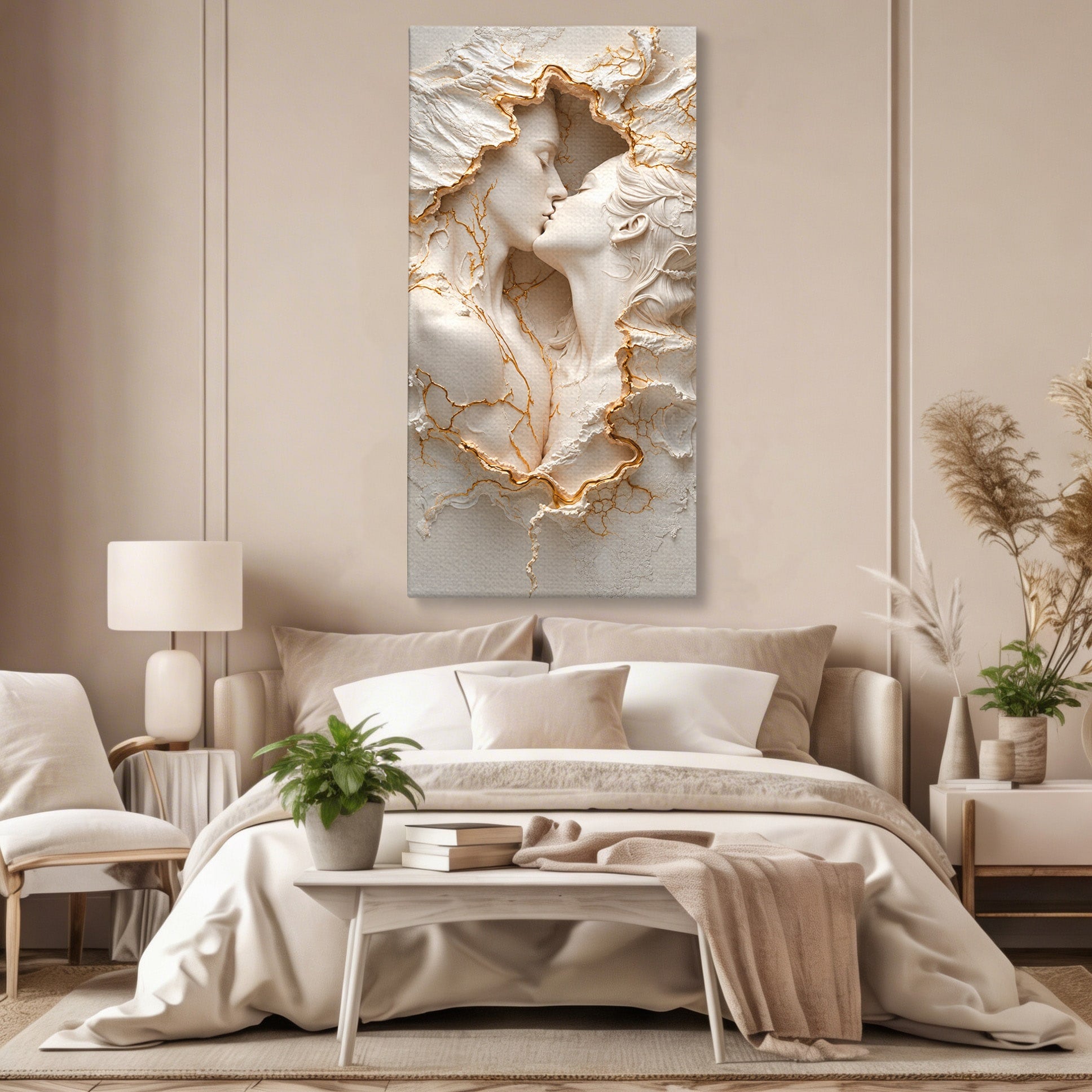 Tablou Canvas Premium LuxCanva® U1170, Sarutul Etern, Cuplu, Iubire, Romantic, Arta, Dormitor, Living, Culori Vibrante