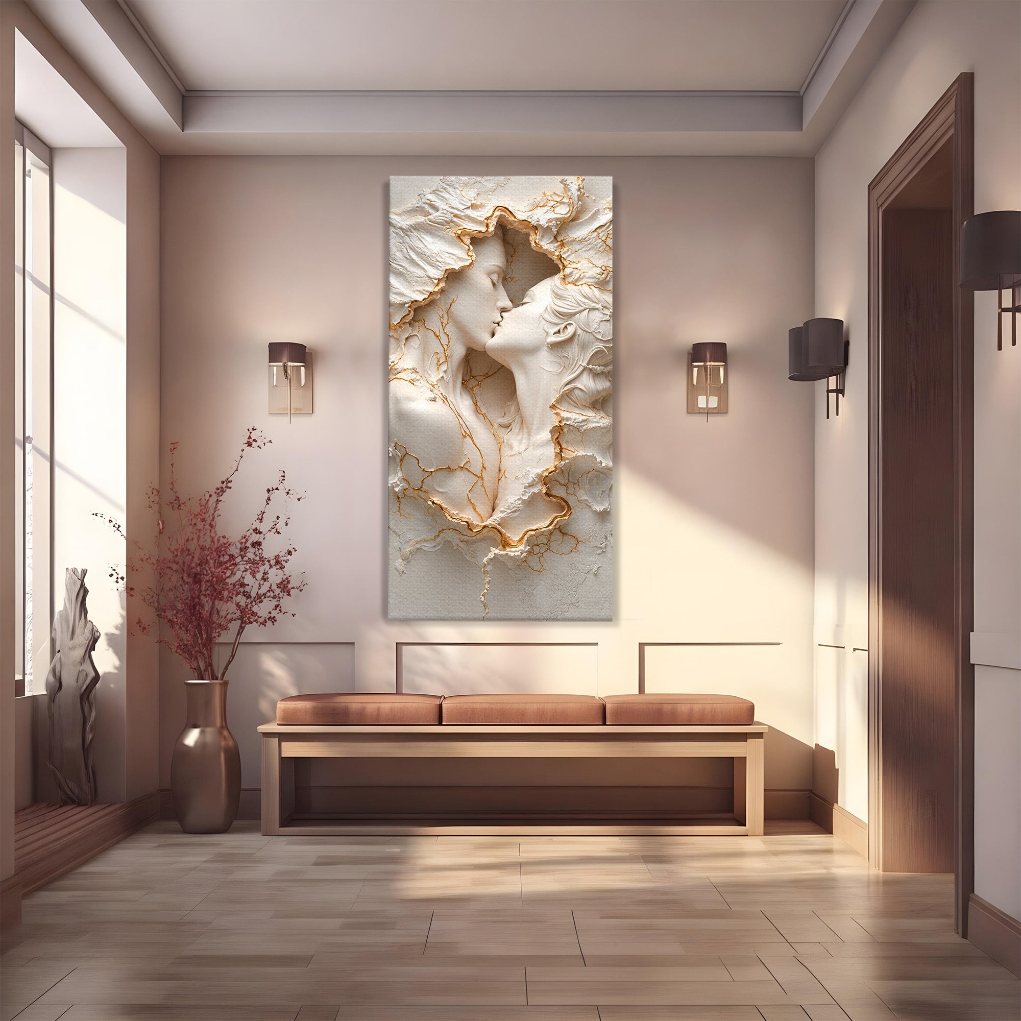 Tablou Canvas Premium LuxCanva® U1170, Sarutul Etern, Cuplu, Iubire, Romantic, Arta, Dormitor, Living, Culori Vibrante