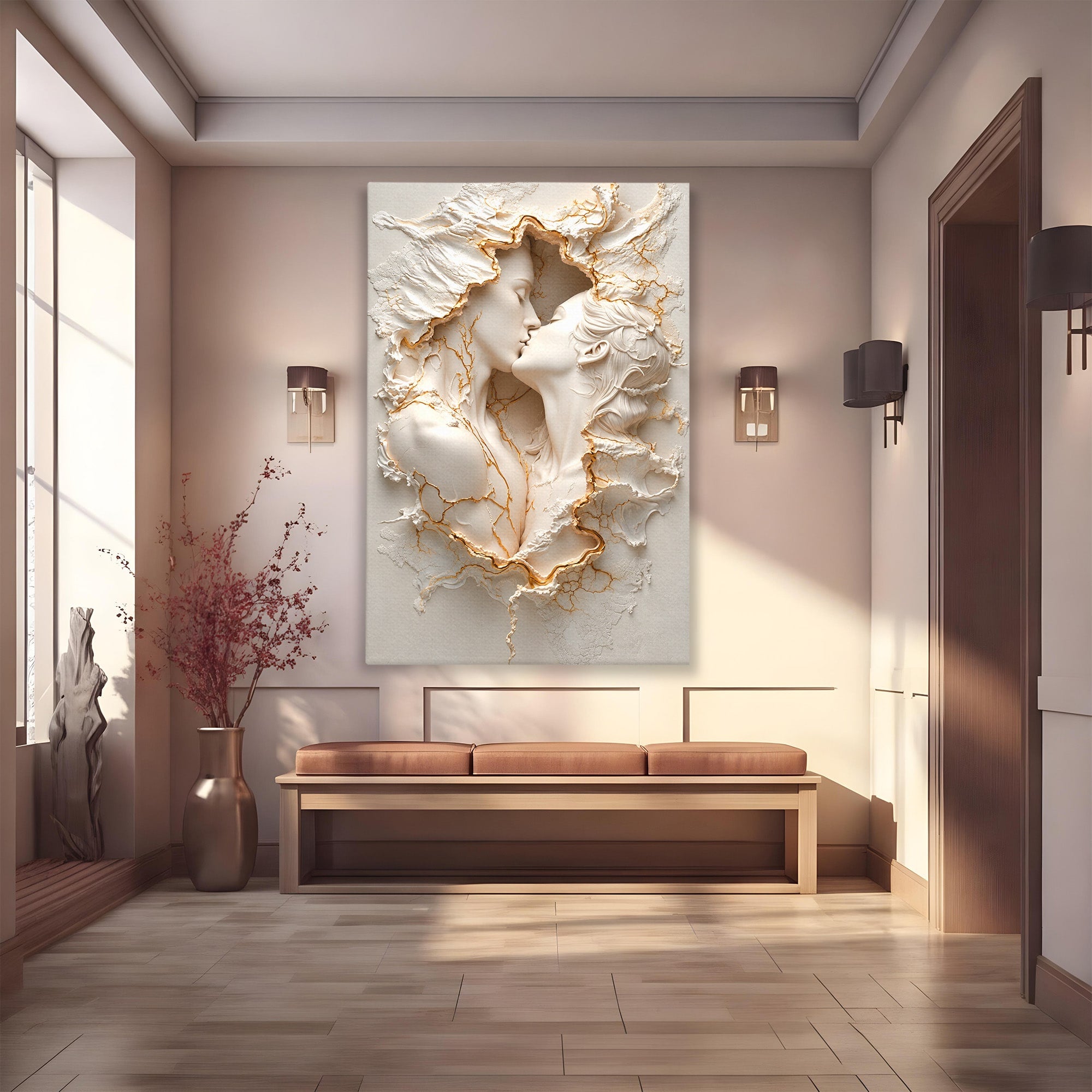 Tablou Canvas Premium LuxCanva® U1170, Sarutul Etern, Cuplu, Iubire, Romantic, Arta, Dormitor, Living, Culori Vibrante