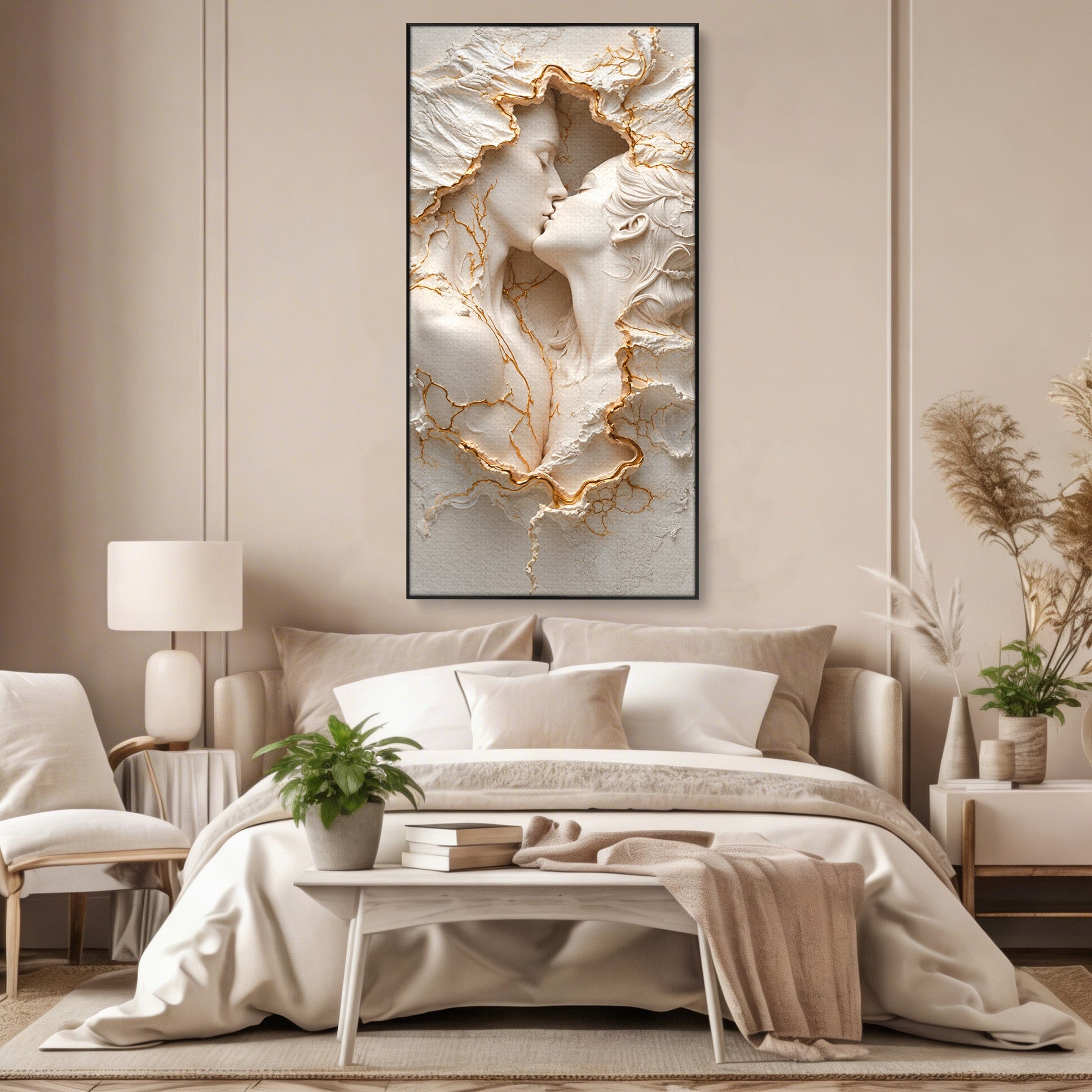 Tablou Canvas Premium LuxCanva® U1170, Sarutul Etern, Cuplu, Iubire, Romantic, Arta, Dormitor, Living, Culori Vibrante