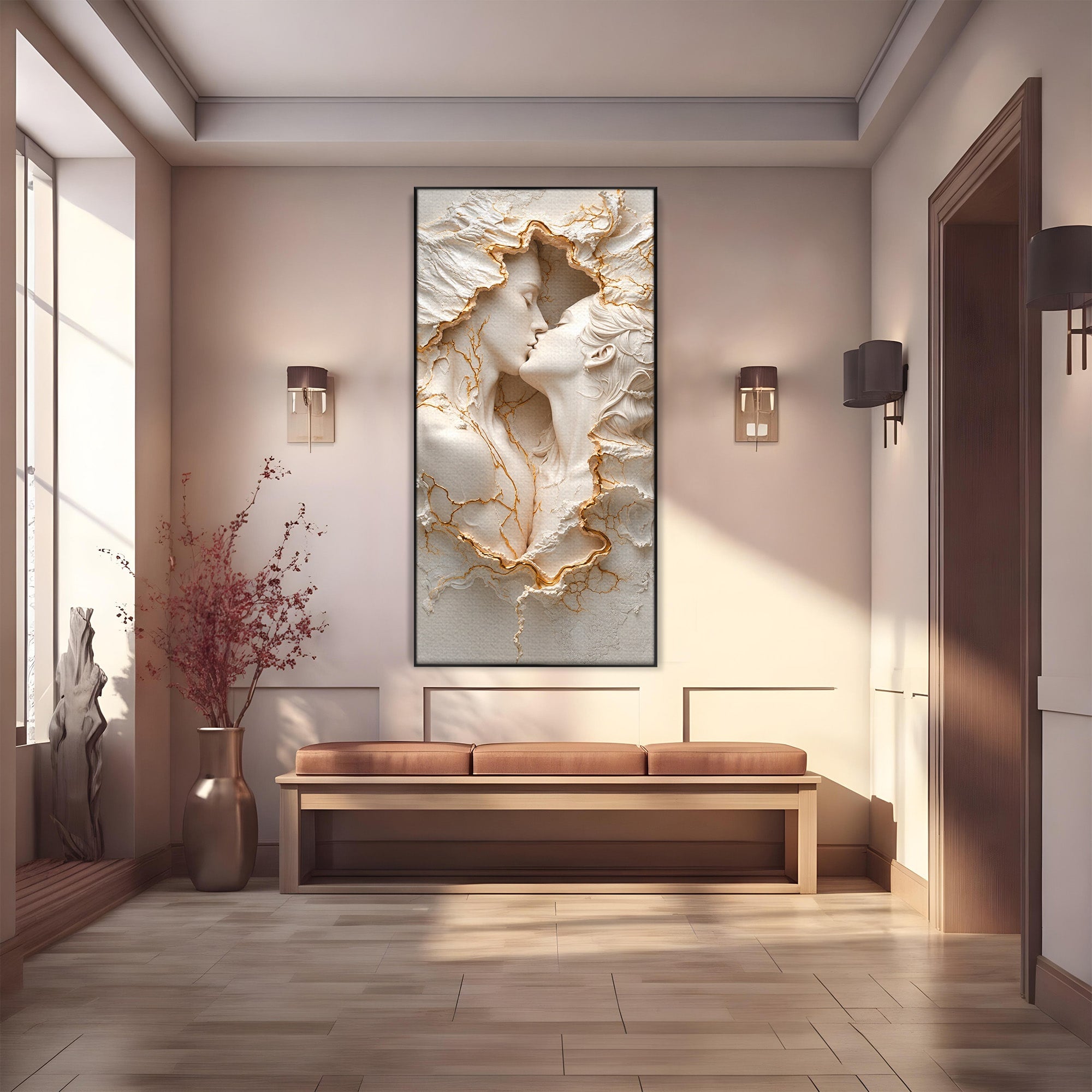Tablou Canvas Premium LuxCanva® U1170, Sarutul Etern, Cuplu, Iubire, Romantic, Arta, Dormitor, Living, Culori Vibrante