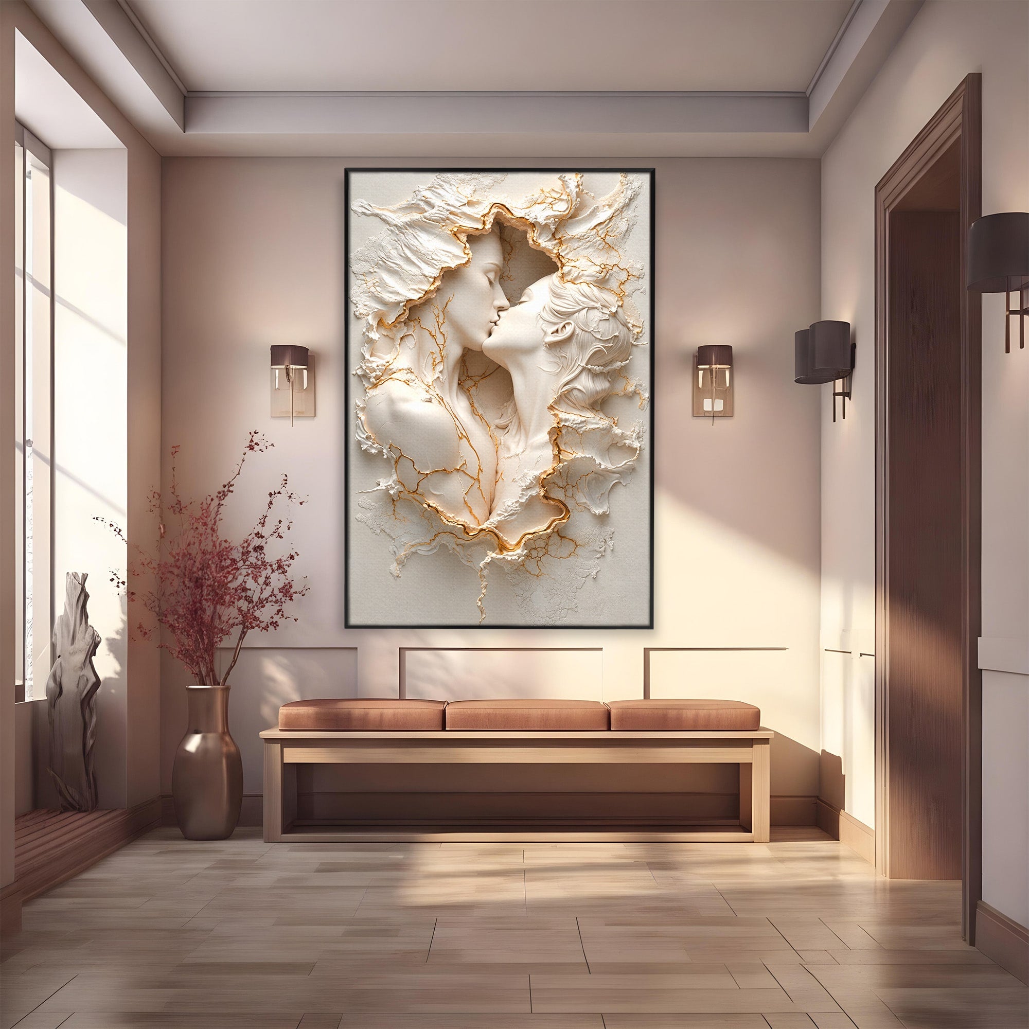 Tablou Canvas Premium LuxCanva® U1170, Sarutul Etern, Cuplu, Iubire, Romantic, Arta, Dormitor, Living, Culori Vibrante