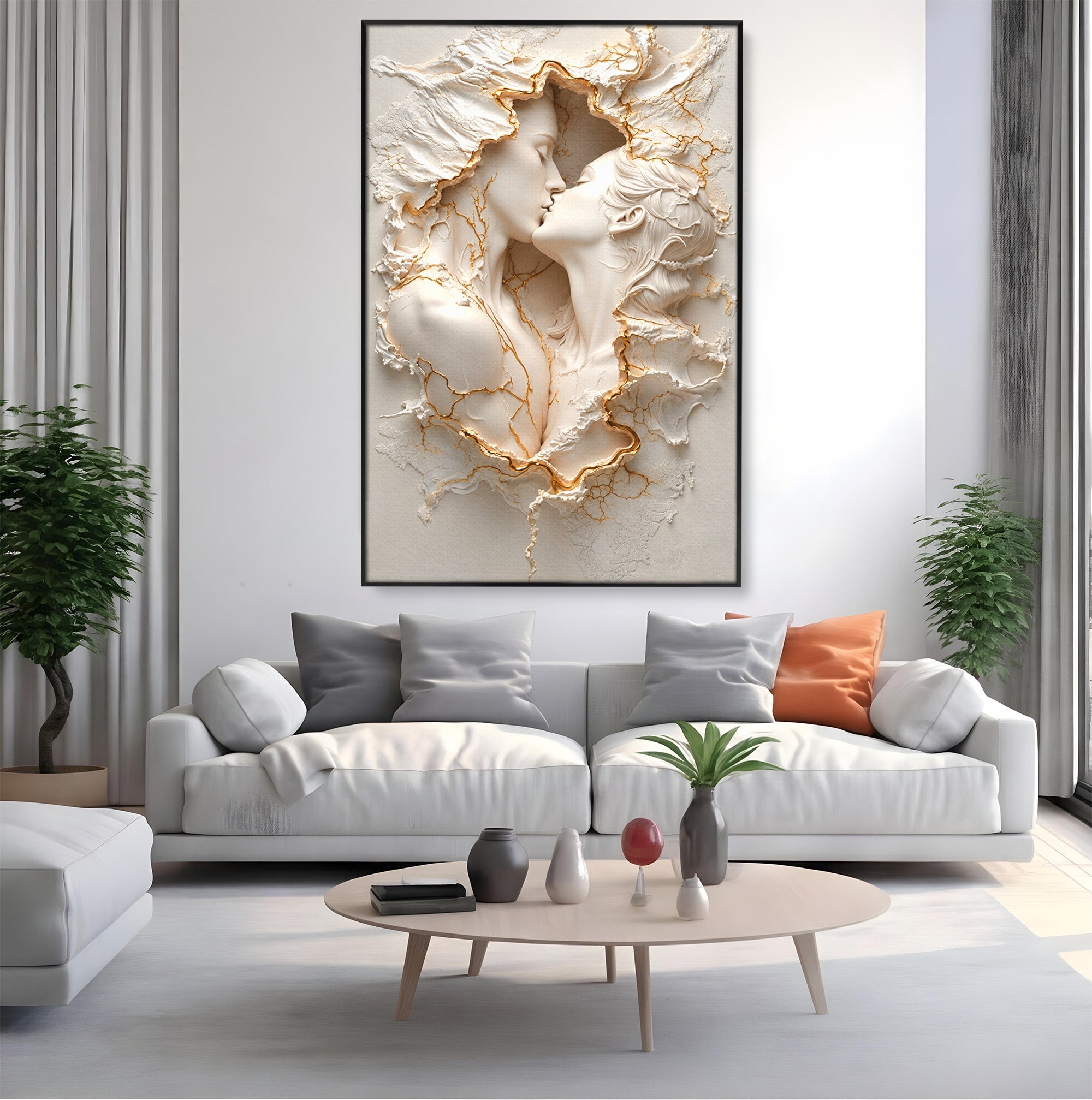 Tablou Canvas Premium LuxCanva® U1170, Sarutul Etern, Cuplu, Iubire, Romantic, Arta, Dormitor, Living, Culori Vibrante