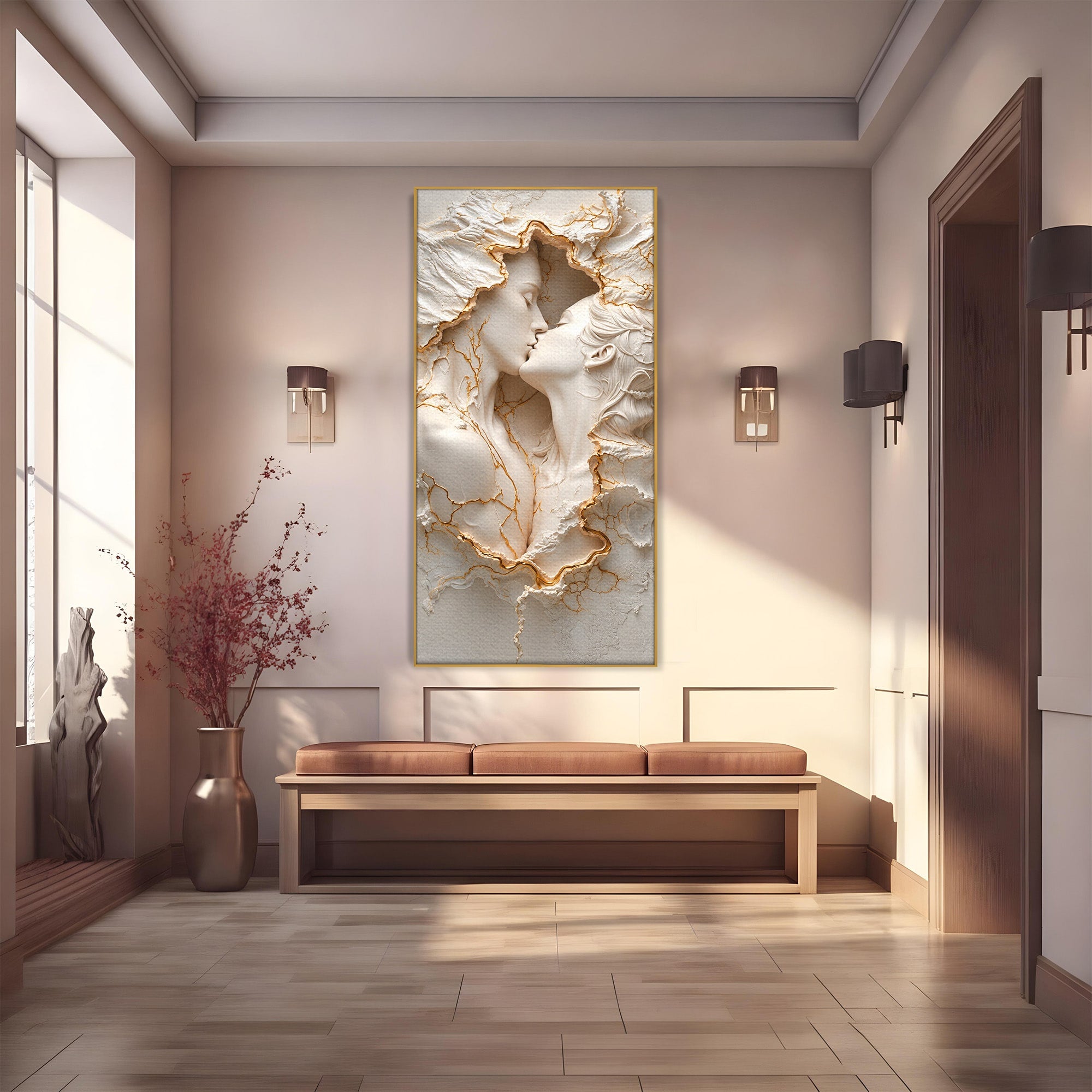 Tablou Canvas Premium LuxCanva® U1170, Sarutul Etern, Cuplu, Iubire, Romantic, Arta, Dormitor, Living, Culori Vibrante