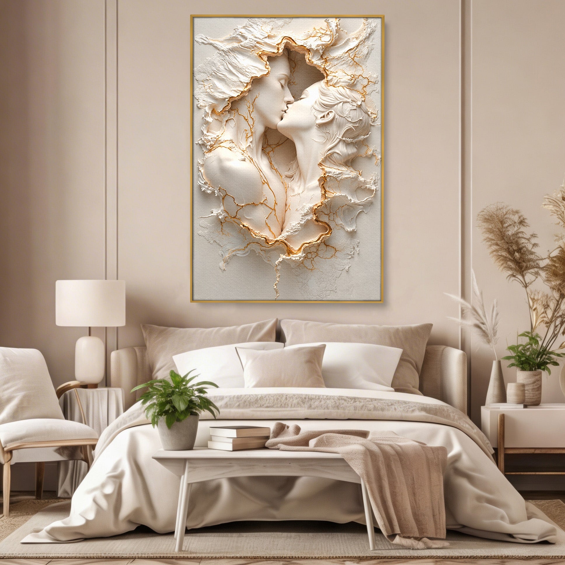 Tablou Canvas Premium LuxCanva® U1170, Sarutul Etern, Cuplu, Iubire, Romantic, Arta, Dormitor, Living, Culori Vibrante
