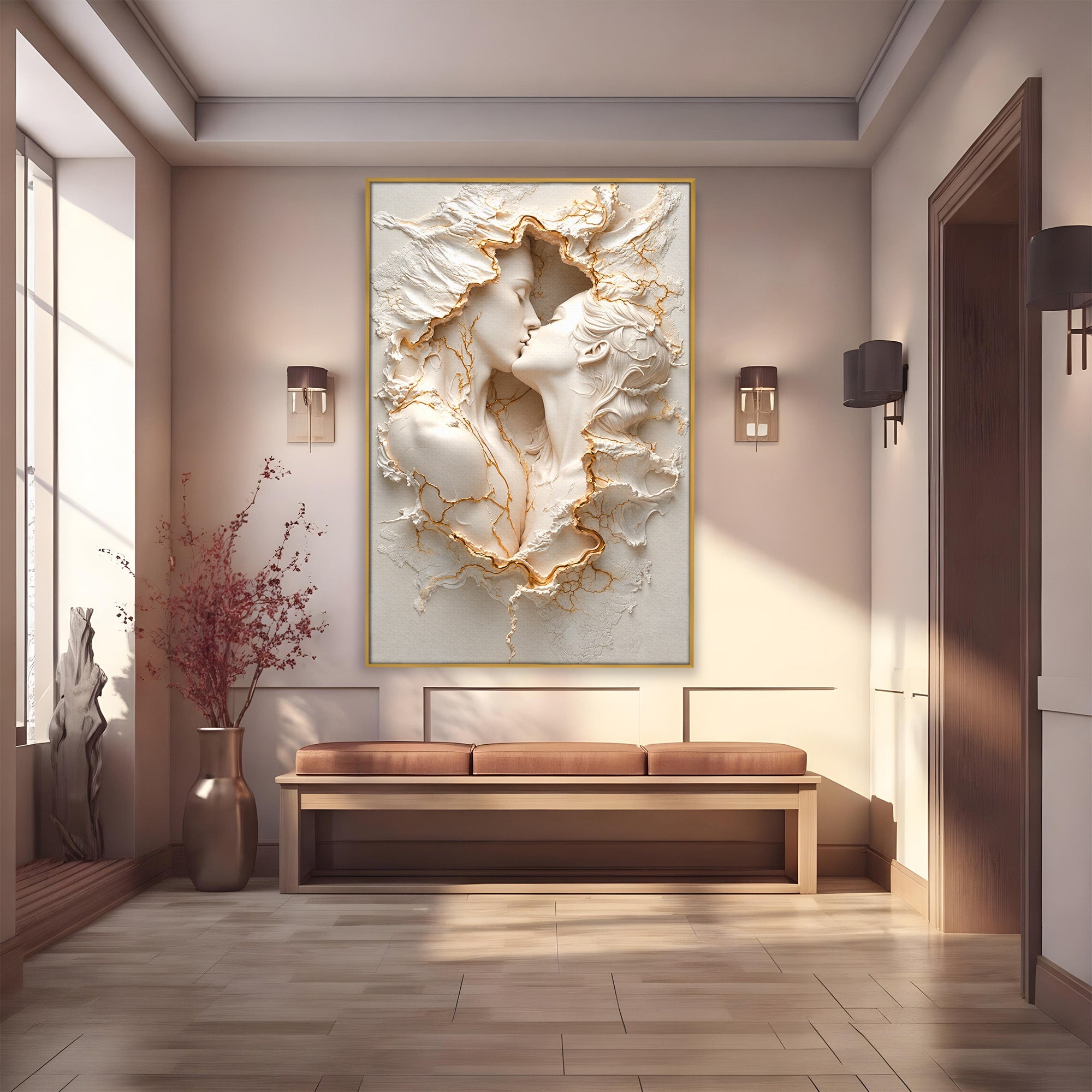 Tablou Canvas Premium LuxCanva® U1170, Sarutul Etern, Cuplu, Iubire, Romantic, Arta, Dormitor, Living, Culori Vibrante