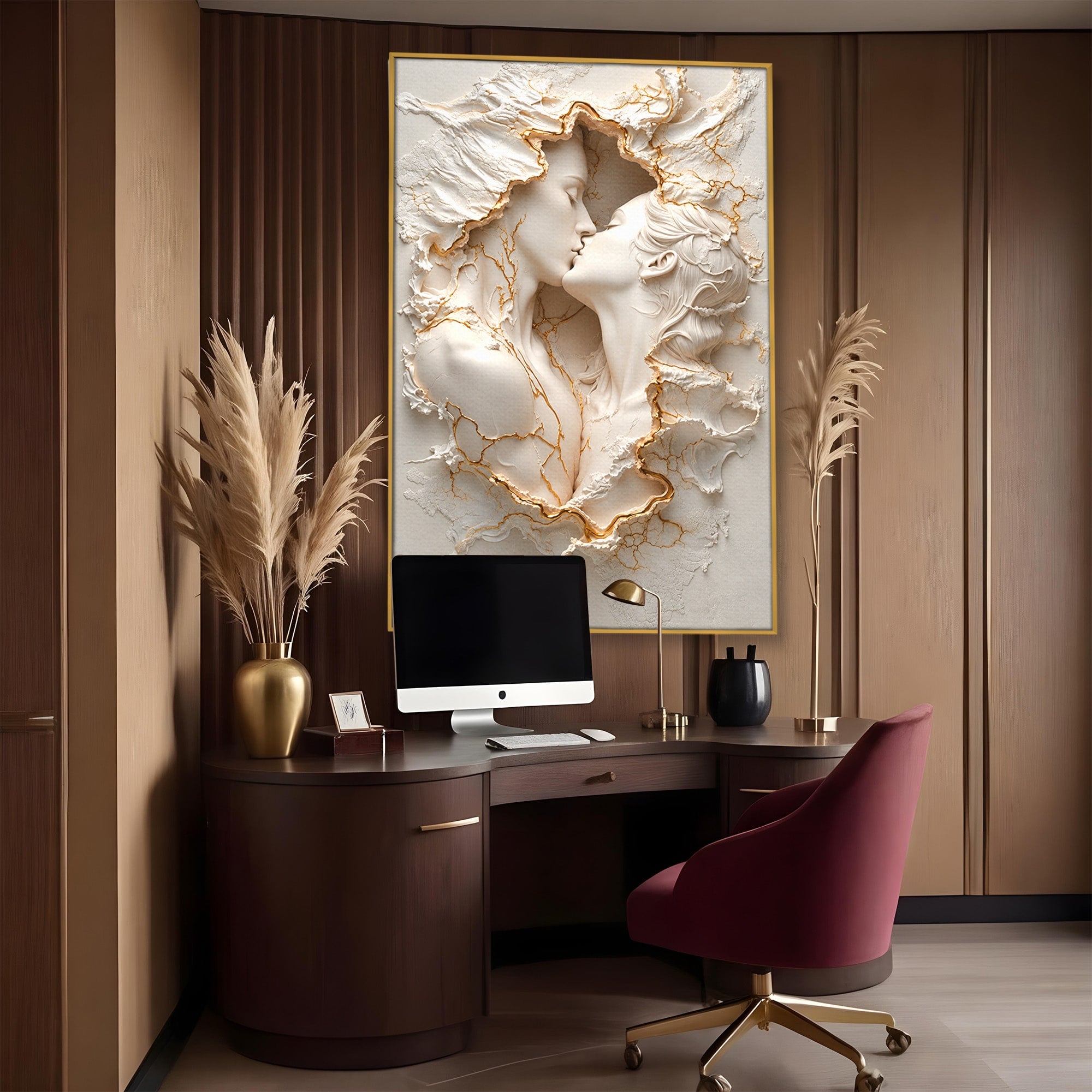 Tablou Canvas Premium LuxCanva® U1170, Sarutul Etern, Cuplu, Iubire, Romantic, Arta, Dormitor, Living, Culori Vibrante