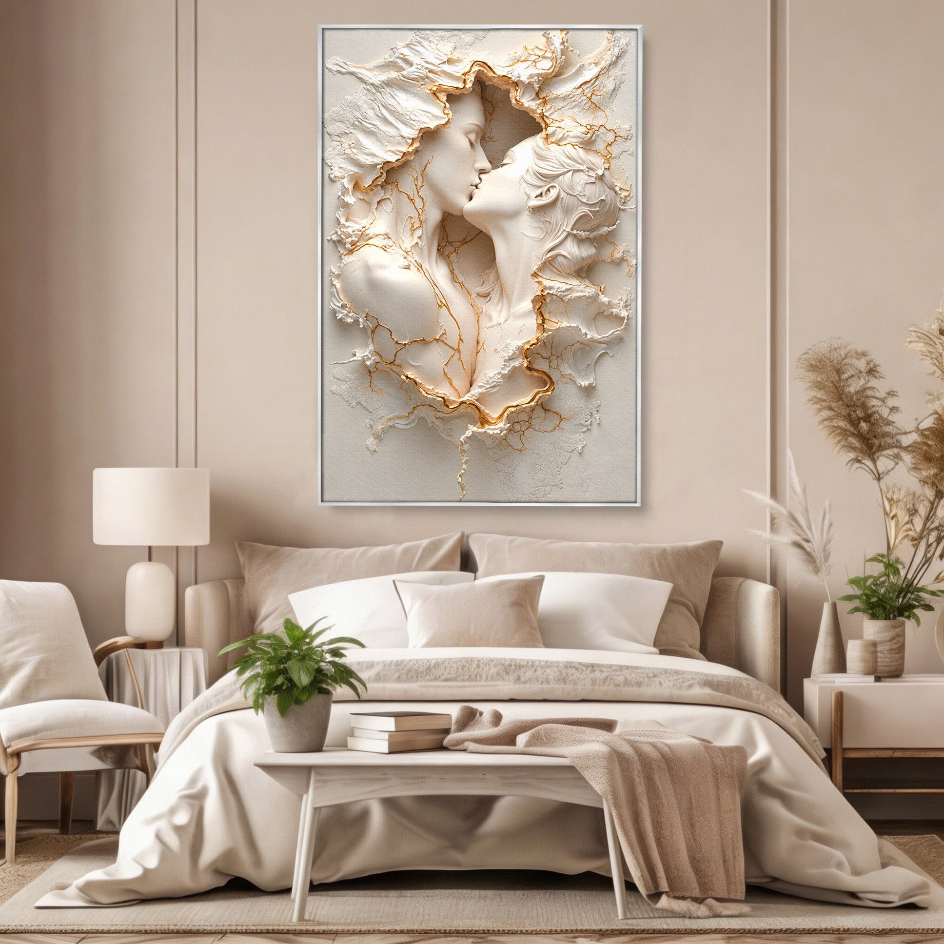 Tablou Canvas Premium LuxCanva® U1170, Sarutul Etern, Cuplu, Iubire, Romantic, Arta, Dormitor, Living, Culori Vibrante