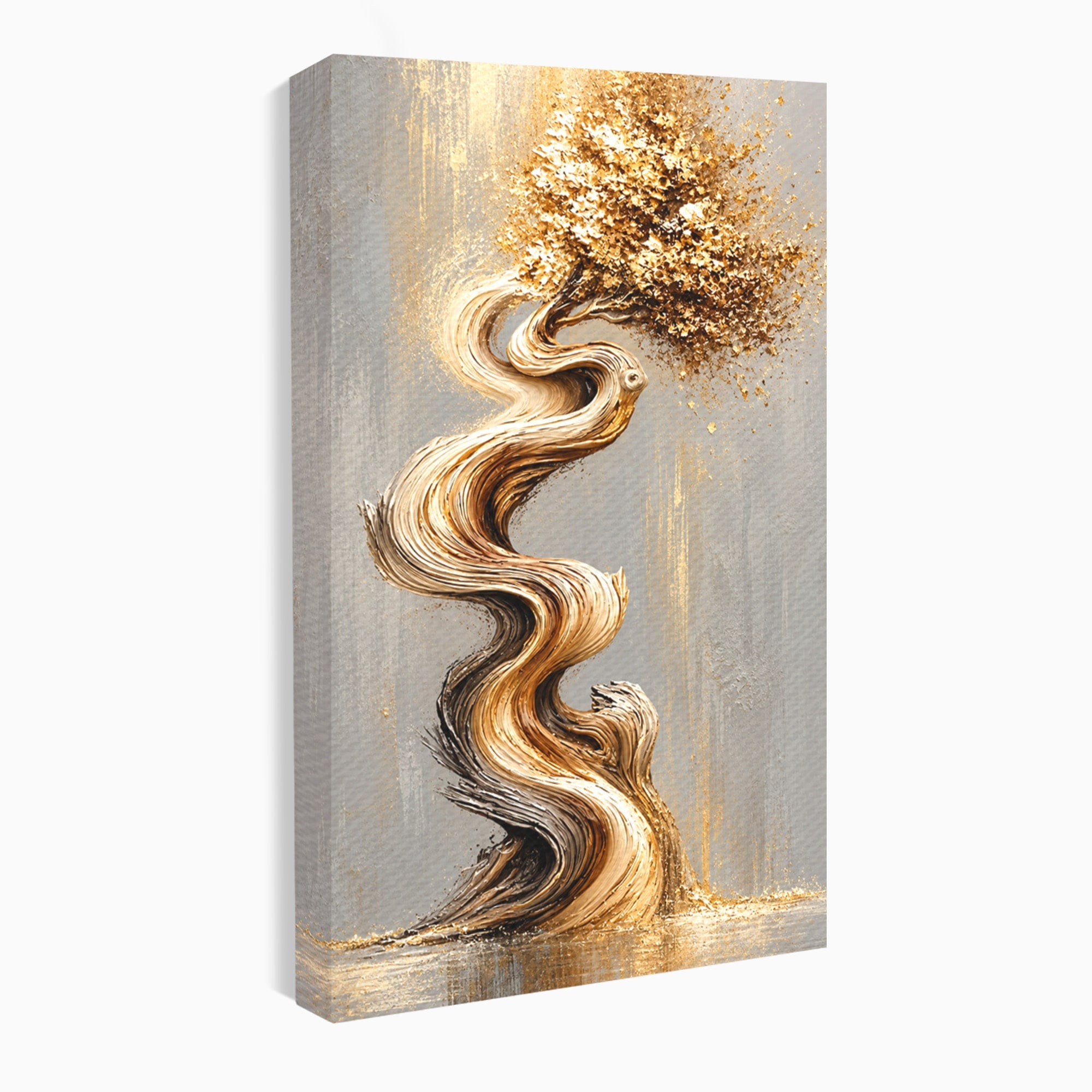 Tablou Canvas Premium LuxCanva® U1172, Echilibrul Copacului Spiralat, Abstract, Eleganta, Arta Moderna, Copac, Living, Culori Vibrante