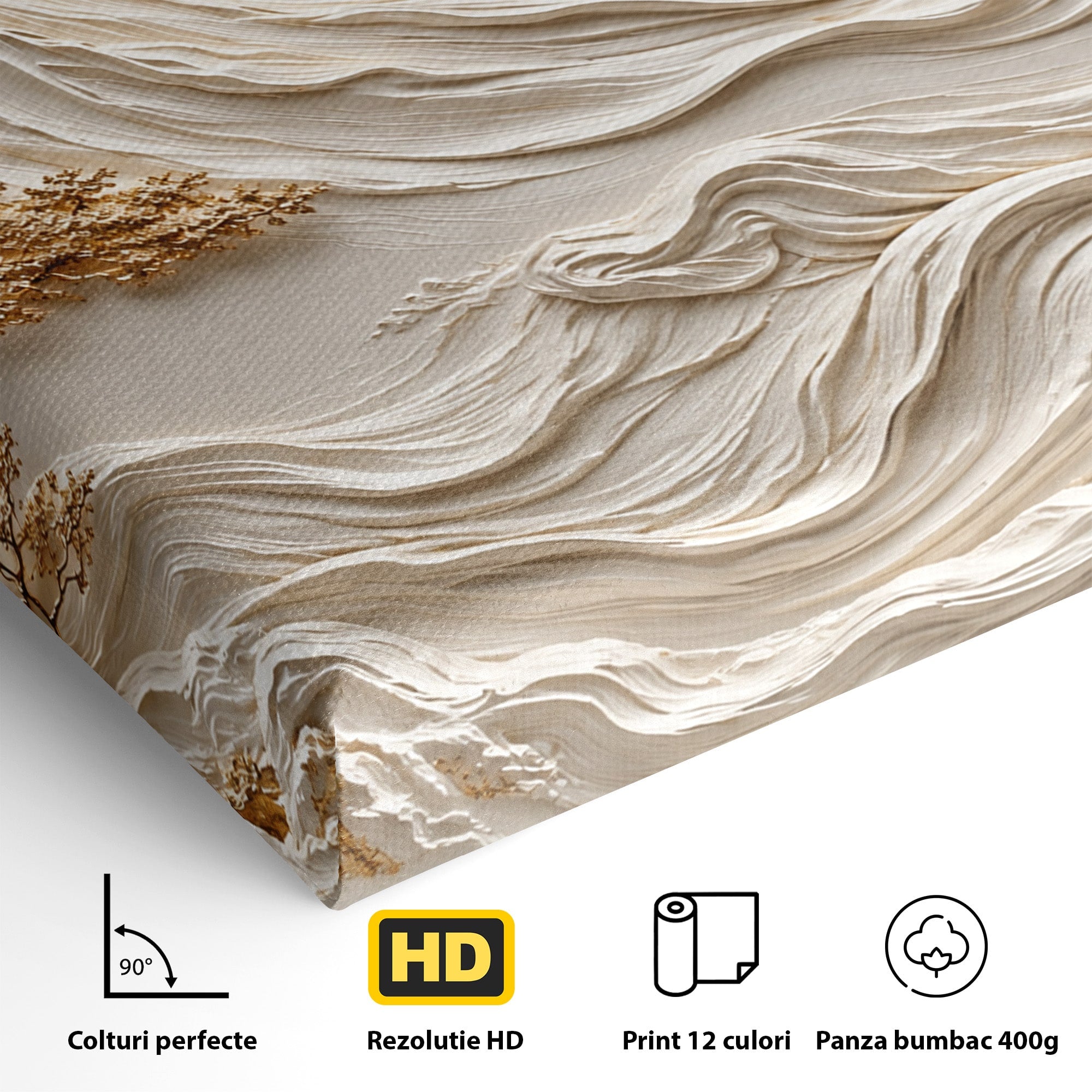 Tablou Canvas Premium LuxCanva® U1173, Peisaj Montan Aurit, Munti, Arta, Eleganta, Peisaj, Living, Culori Vibrante