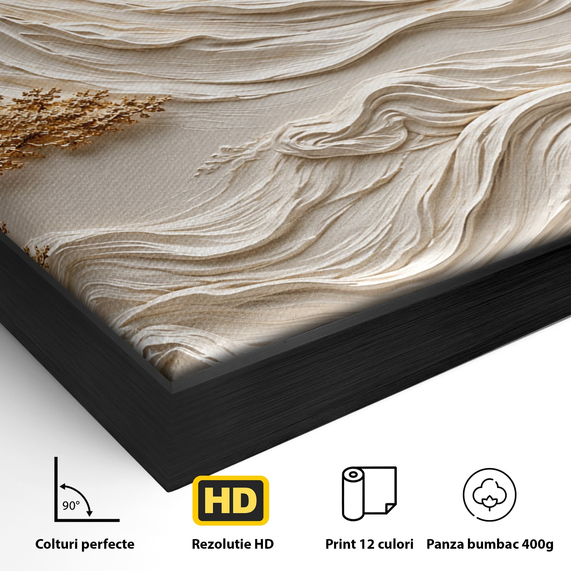 Tablou Canvas Premium LuxCanva® U1173, Peisaj Montan Aurit, Munti, Arta, Eleganta, Peisaj, Living, Culori Vibrante