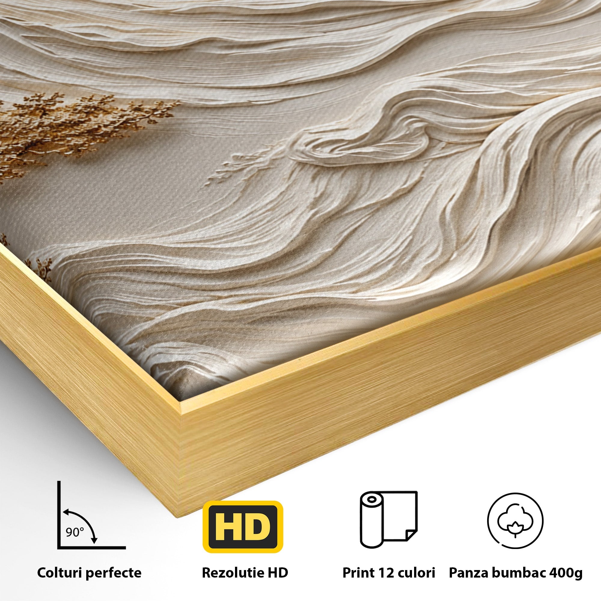 Tablou Canvas Premium LuxCanva® U1173, Peisaj Montan Aurit, Munti, Arta, Eleganta, Peisaj, Living, Culori Vibrante