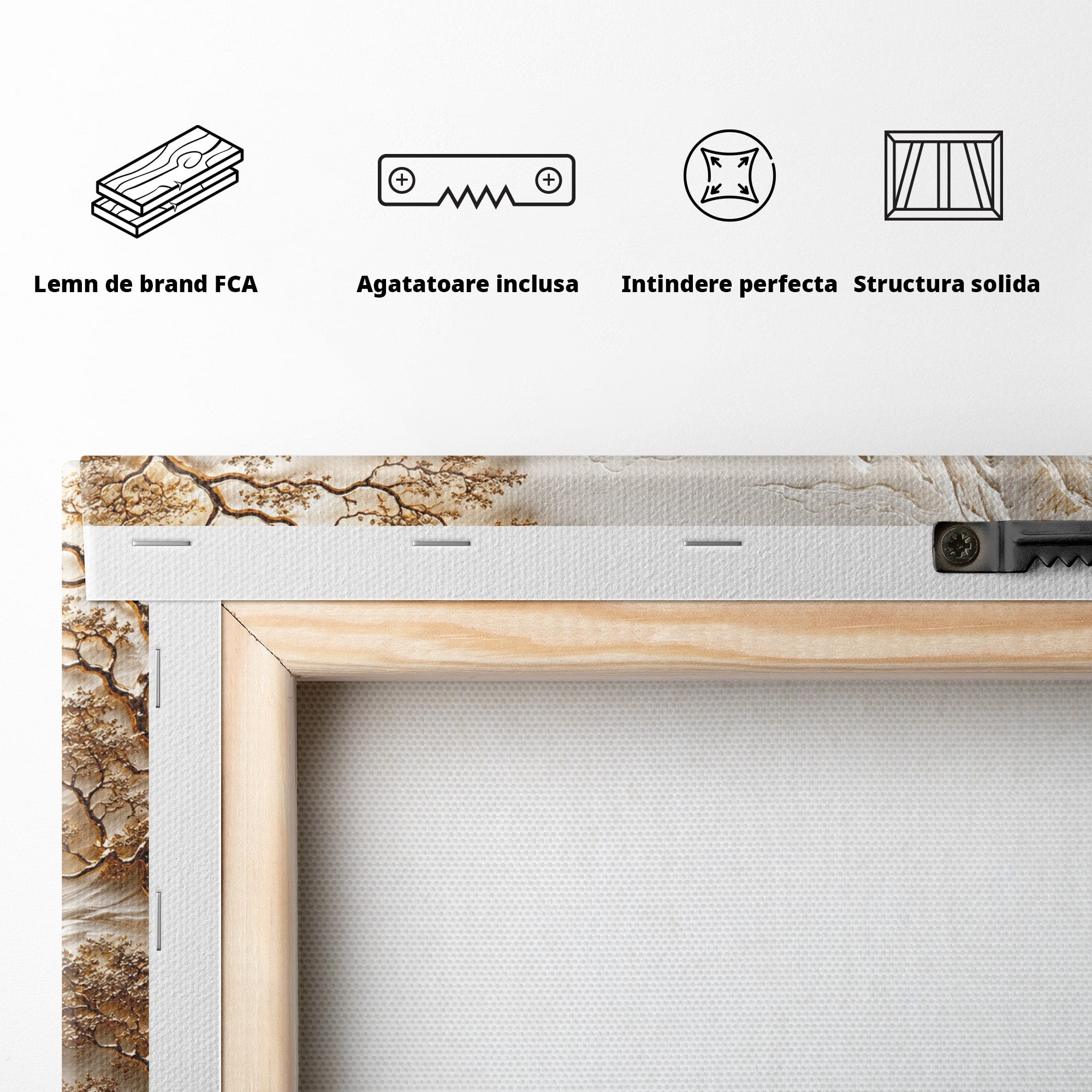 Tablou Canvas Premium LuxCanva® U1173, Peisaj Montan Aurit, Munti, Arta, Eleganta, Peisaj, Living, Culori Vibrante