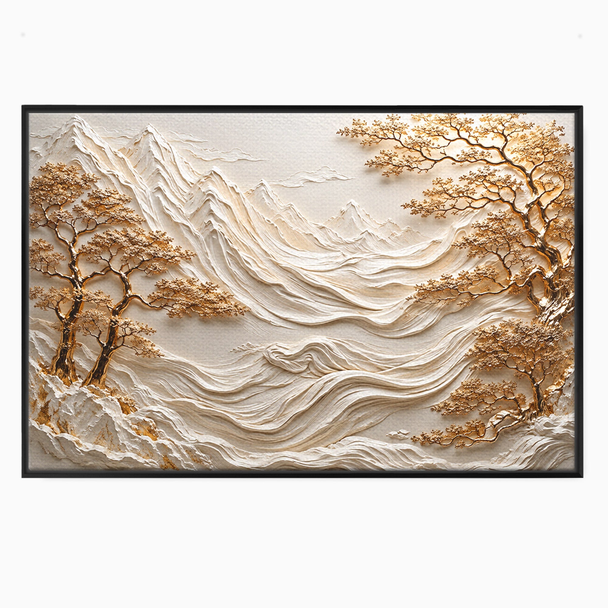 Tablou Canvas Premium LuxCanva® U1173, Peisaj Montan Aurit, Munti, Arta, Eleganta, Peisaj, Living, Culori Vibrante